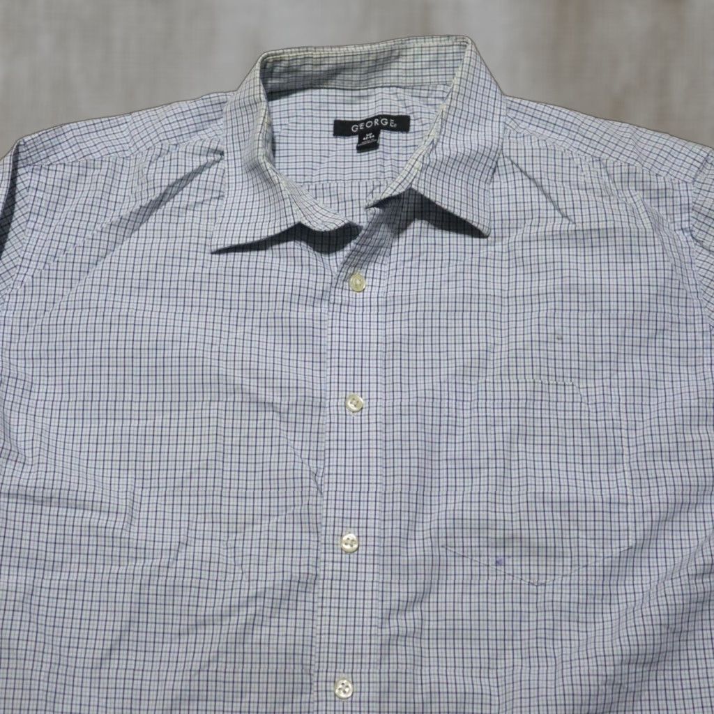 George VINTAGE George Checked Shirt Button-Up Long Sleeve Adult Men Size L Blue Classic 90s Size US L / EU 52-54 / 3 - 1 Thumbnail