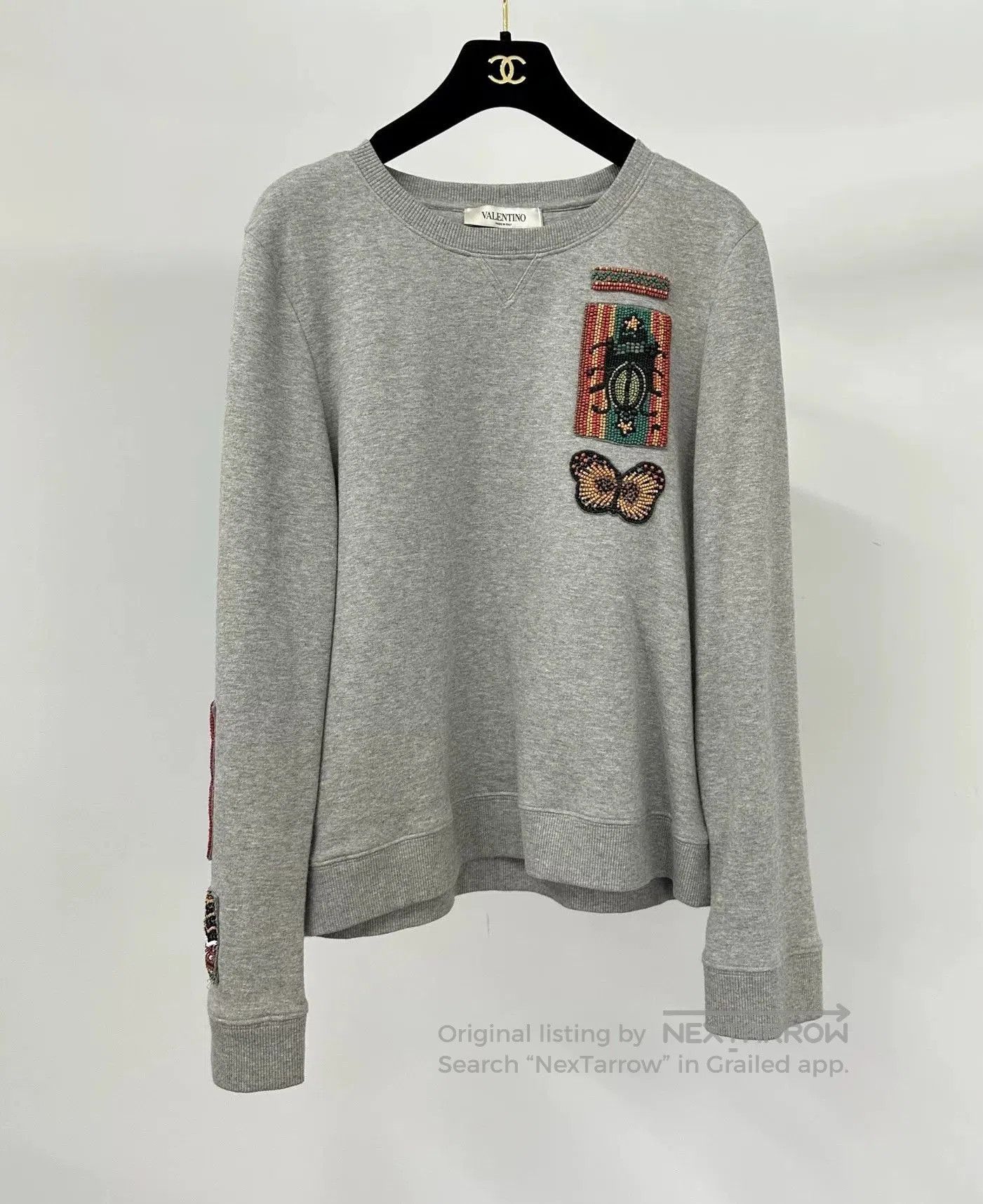 Valentino Heavy Beaded Gray Sweatshirt.