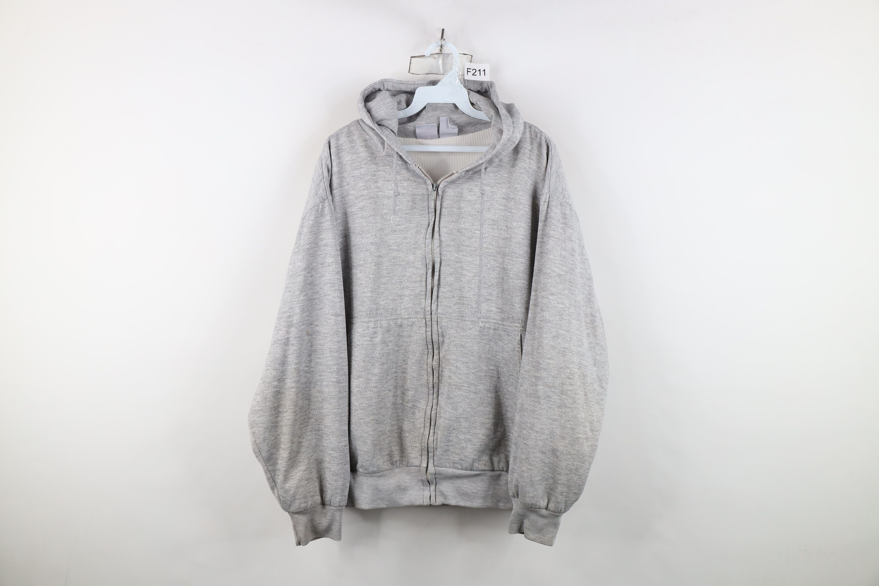 Vintage Vintage 90s Streetwear Knit Lined Full Zip Hoodie Gray Size US XL / EU 56 / 4 - 1 Thumbnail