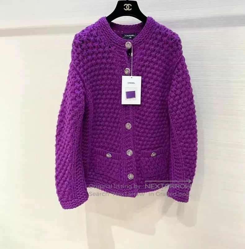 Chanel Chanel Handmade workshop series thick line purple wool coa Size XS / US 0-2 / IT 36-38 - 1 Thumbnail
