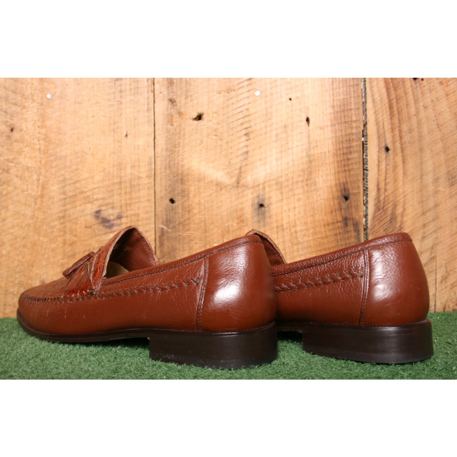 Vintage Brass Boot Dress Loafer M Slip On Cognac Leather Tassel Brown 13M Men Shoes Size US 13 / EU 46 - 3 Thumbnail