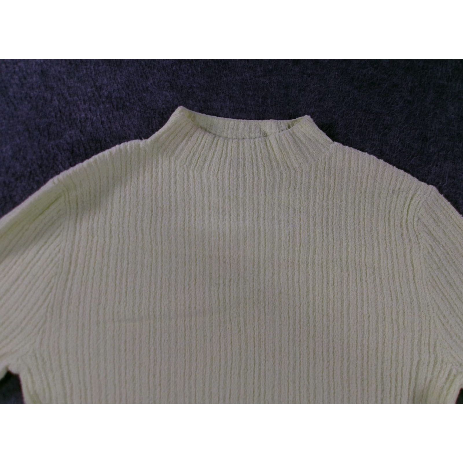 Old Navy Old Navy Sweater Women XS Green Citrine Textured Rib Mock Neck Lightweight Womens Size XS / US 0-2 / IT 36-38 - 2 Thumbnail
