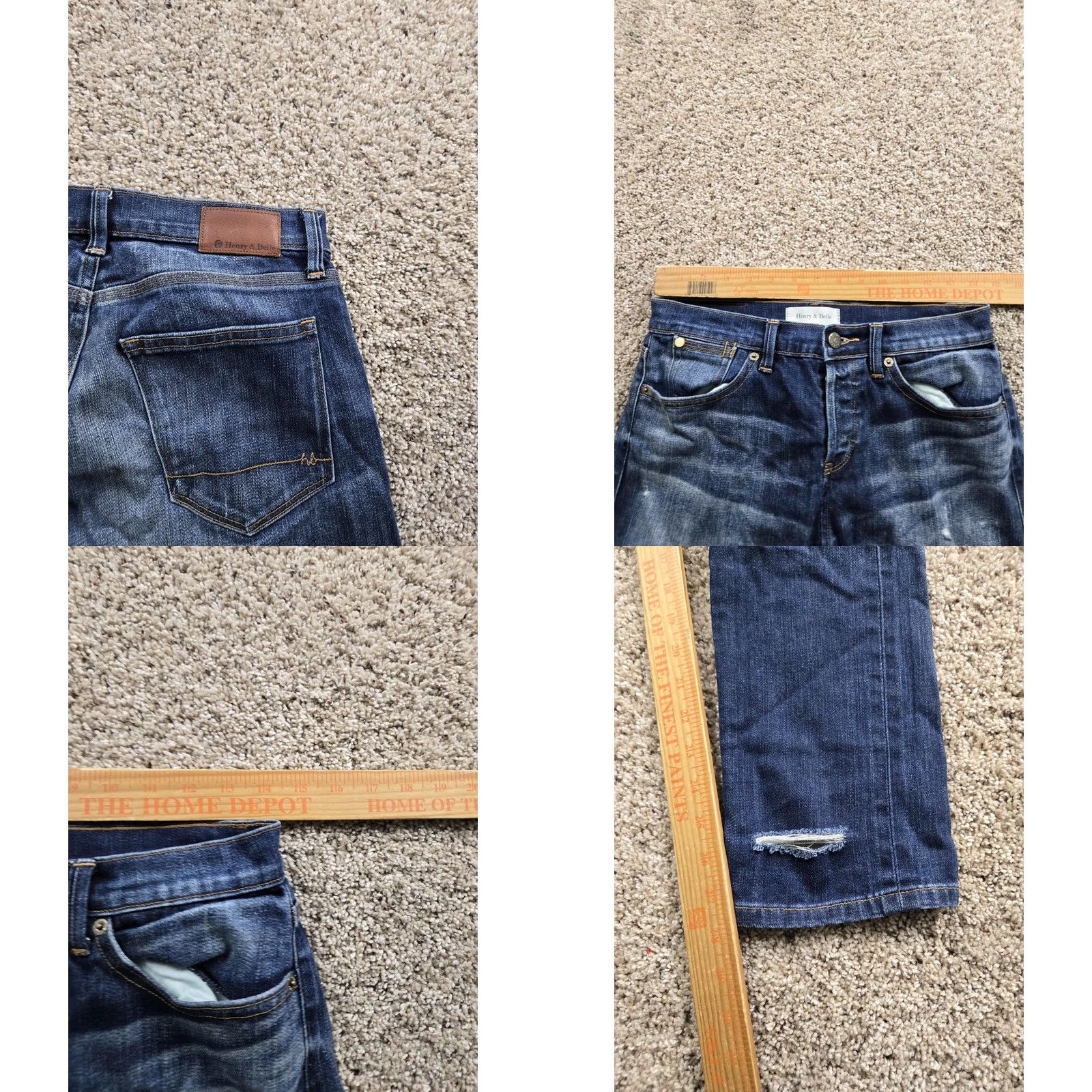 Denime Henry & Belle Jeans Womens 26 Blue Distressed Selvedge Denim Foundry Jeans Size 26" / US 2 / IT 38 - 9 Thumbnail