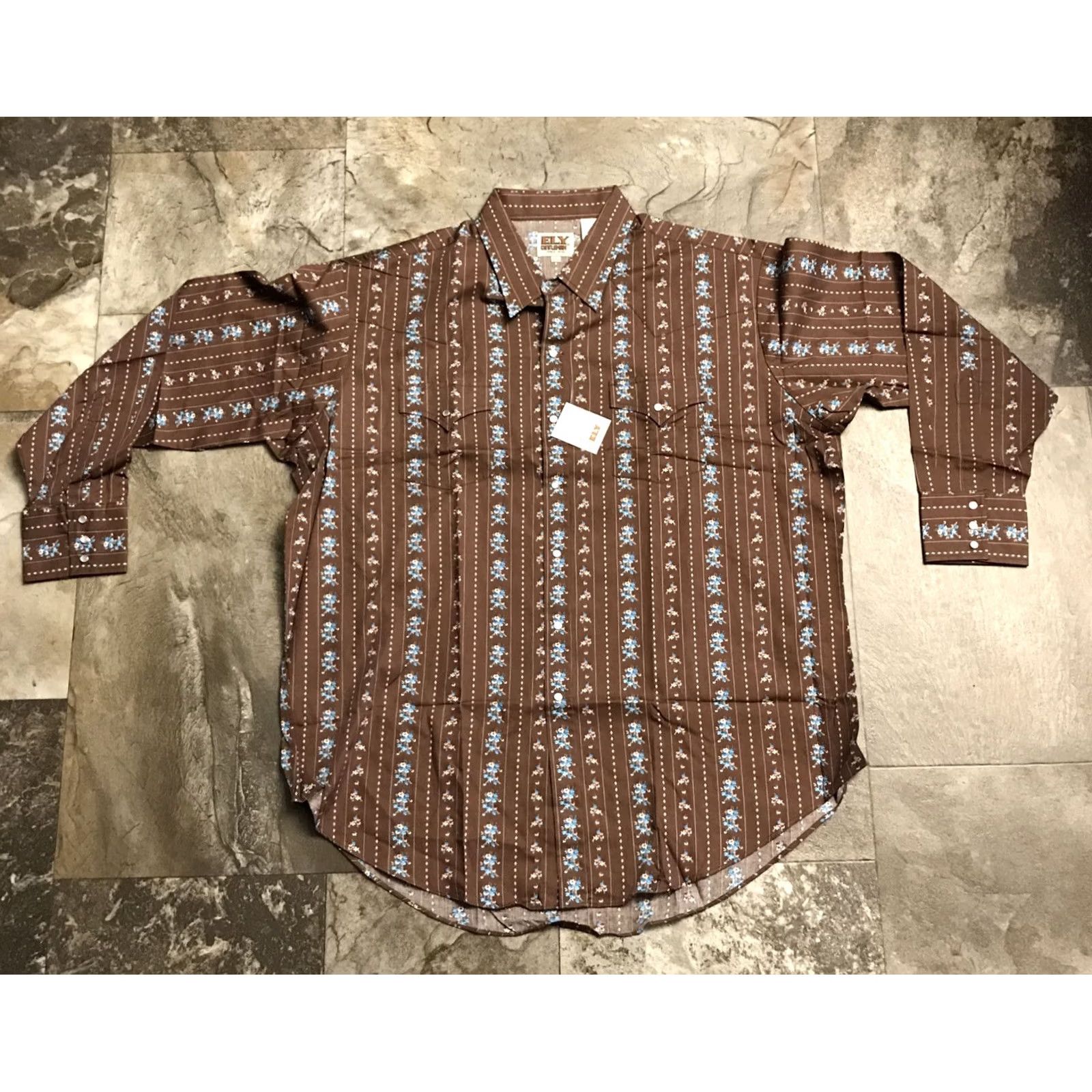 Vintage Nike Shirt Mens 2XL Brown Striped Pearl Snap Collared Western Dress Shirt NWT Ely Cattleman Size US XXL / EU 58 / 5 - 2 Thumbnail