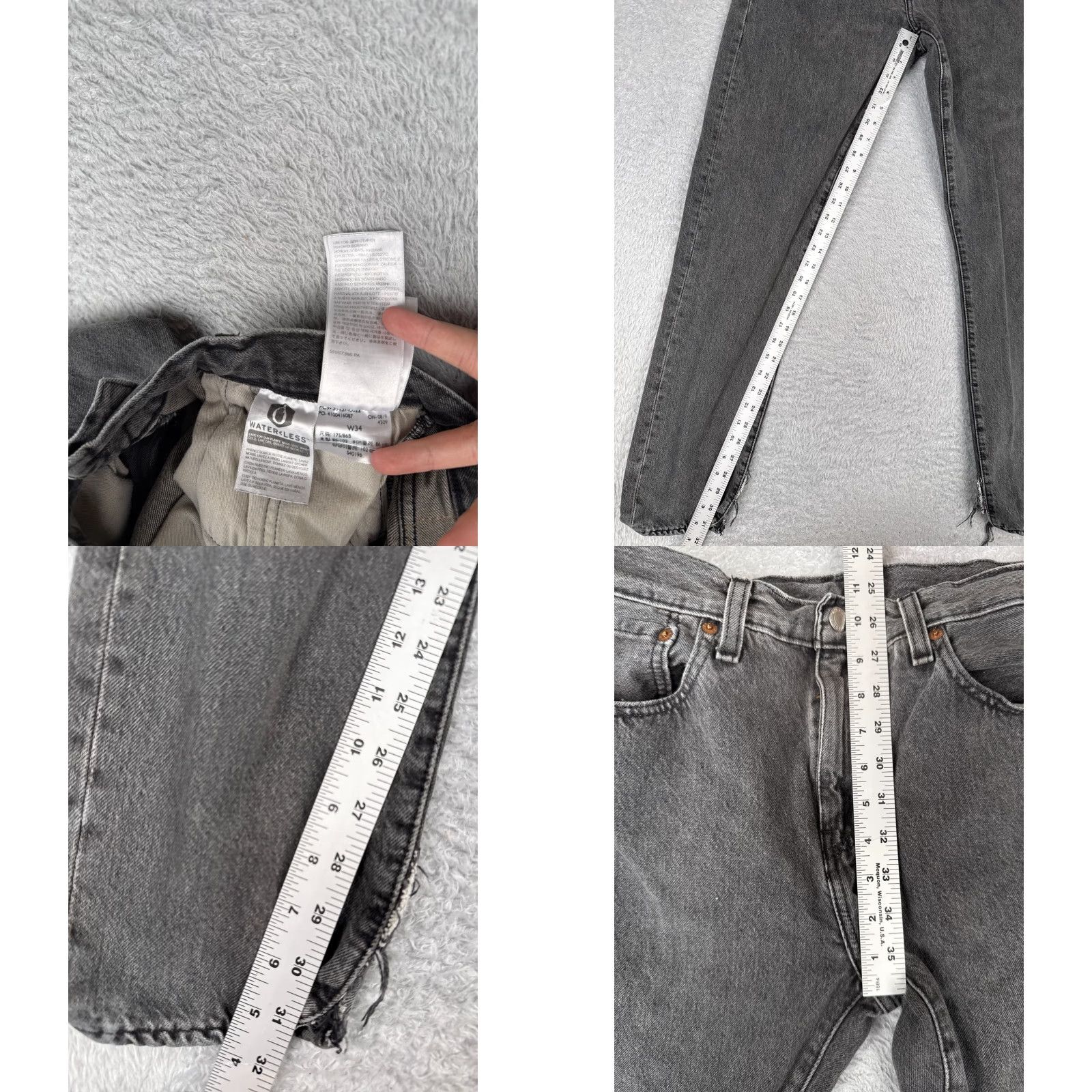 Levi's Levi's Jeans Men 34 Black Distressed 5-Pocket Straight Den­im Regular 32x32 Vintage No 512 Retro Jeans Size US 34 / EU 50 - 8 Thumbnail