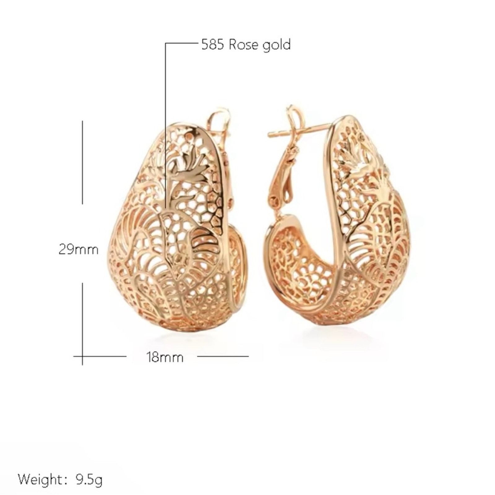 Other 585 Rose Gold Color Glossy Earrings Size ONE SIZE - 2 Thumbnail