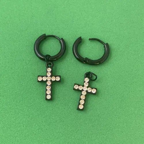 Designer × Jewelry Cross Dangle Drop Earrings for Men Women,Cross Earrings Size ONE SIZE - 2 Thumbnail