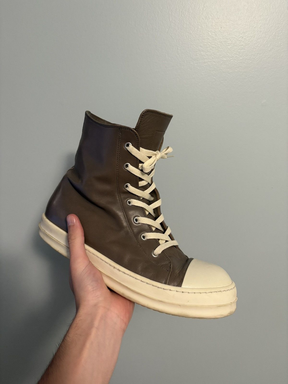Rick Owens Ramones Grey Leather Shoes, Men's (Size 10)