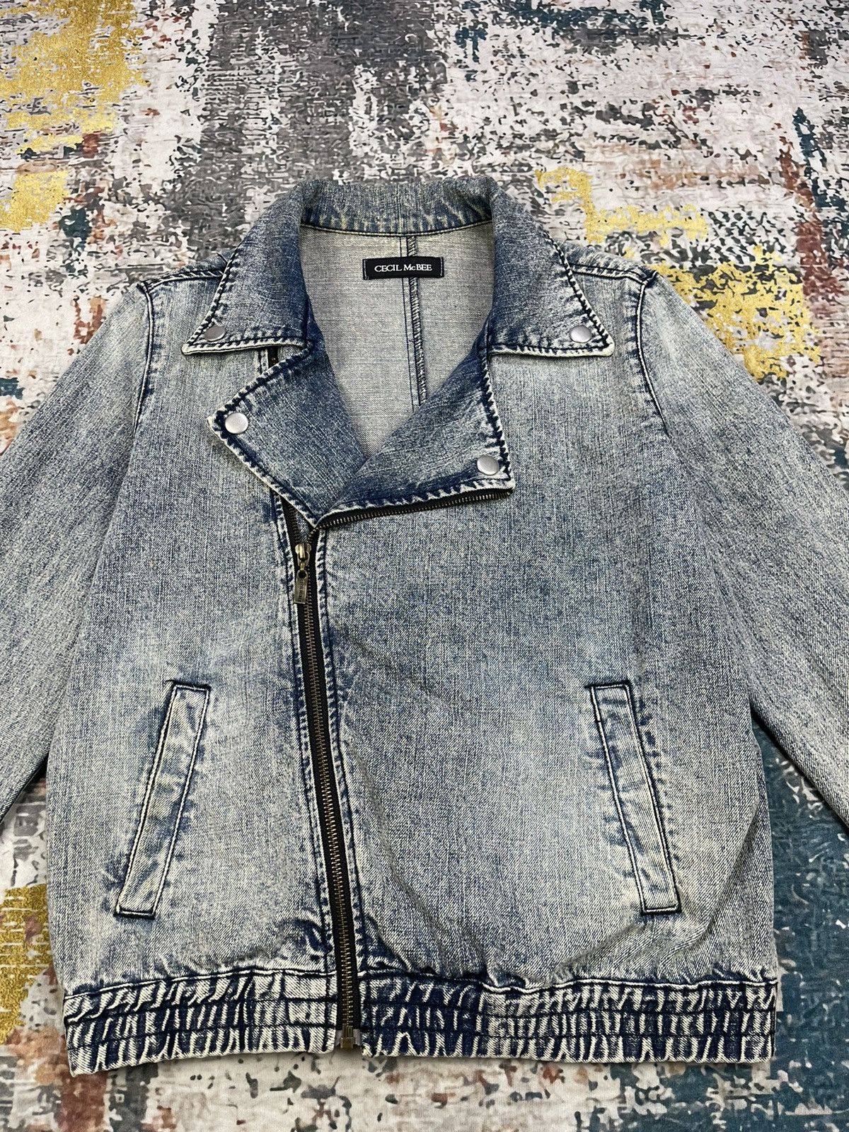 Japanese Brand Cecil McBee Washed Denim Rider Jacket Size M / US 6-8 / IT 42-44 - 4 Thumbnail