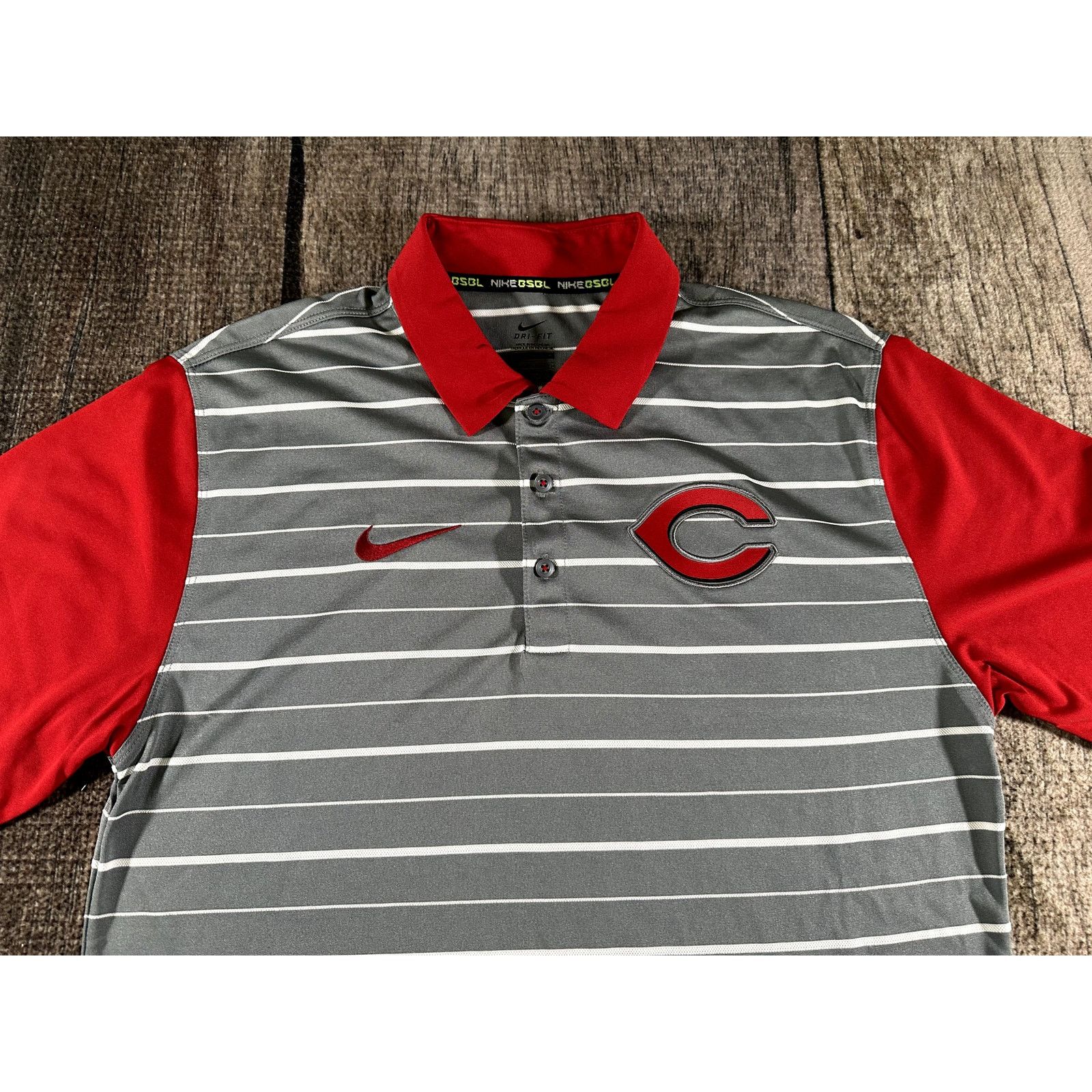 Nike Nike Cincinnati Reds Dri-Fit Gray Striped Polo Shirt Drifit Size US S / EU 44-46 / 1 - 2 Thumbnail