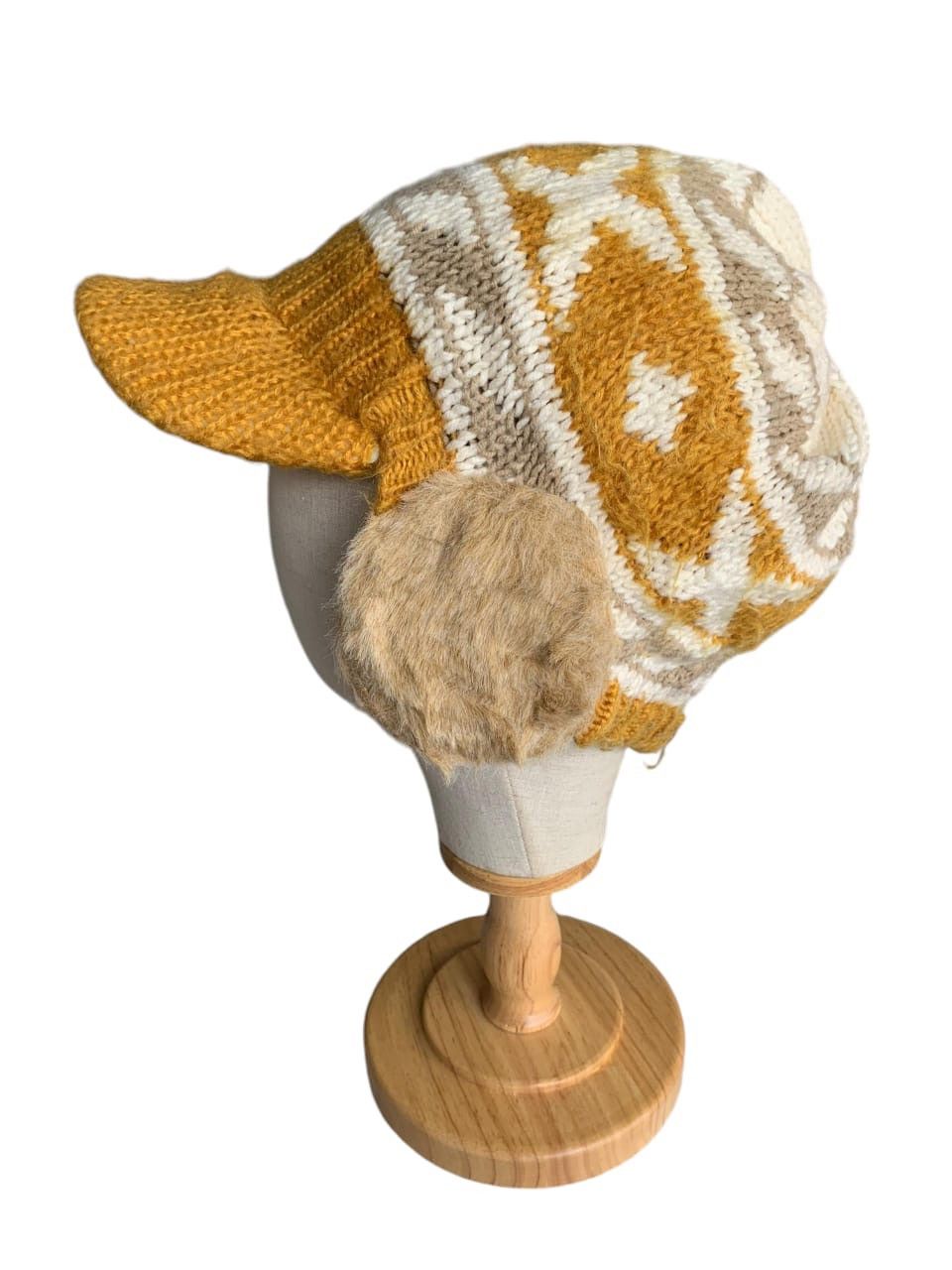 Japanese Brand × Kapital × Vintage HIPPIES STYLE 🌈 Fur crochet earflap knitted Hat Size ONE SIZE - 4 Thumbnail