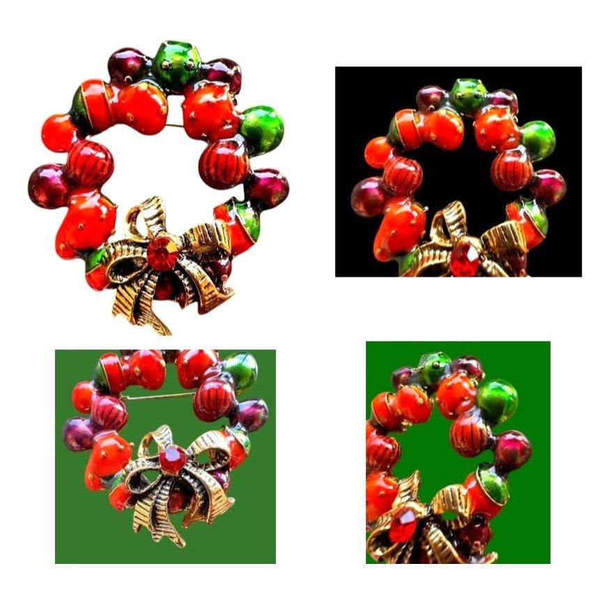 Handmade Christmas Wreath Brooch Pin New Ornaments Festive Winter Hol Size ONE SIZE - 2 Thumbnail