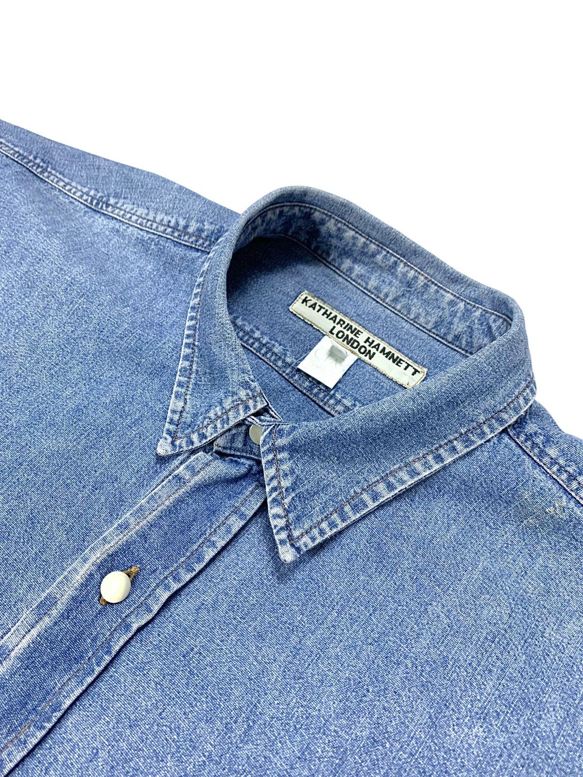 Katharine Hamnett London Vintage Katharine Hamnett Denim Oversized Washed Blue Shirt Size US L / EU 52-54 / 3 - 8 Thumbnail