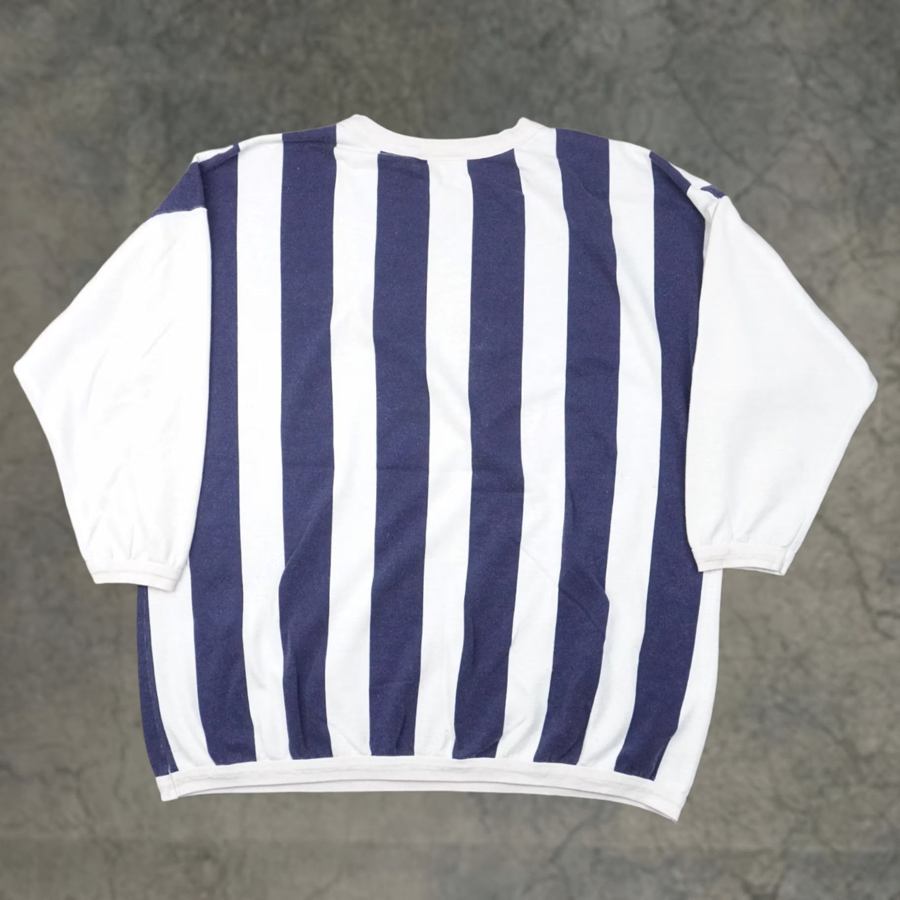 Vintage VINTAGE Vintage Sweatshirt Stripped Crew Neck Long Sleeve 2XL Blue White Men Mens 90s Pullover Size US XXL / EU 58 / 5 - 1 Thumbnail