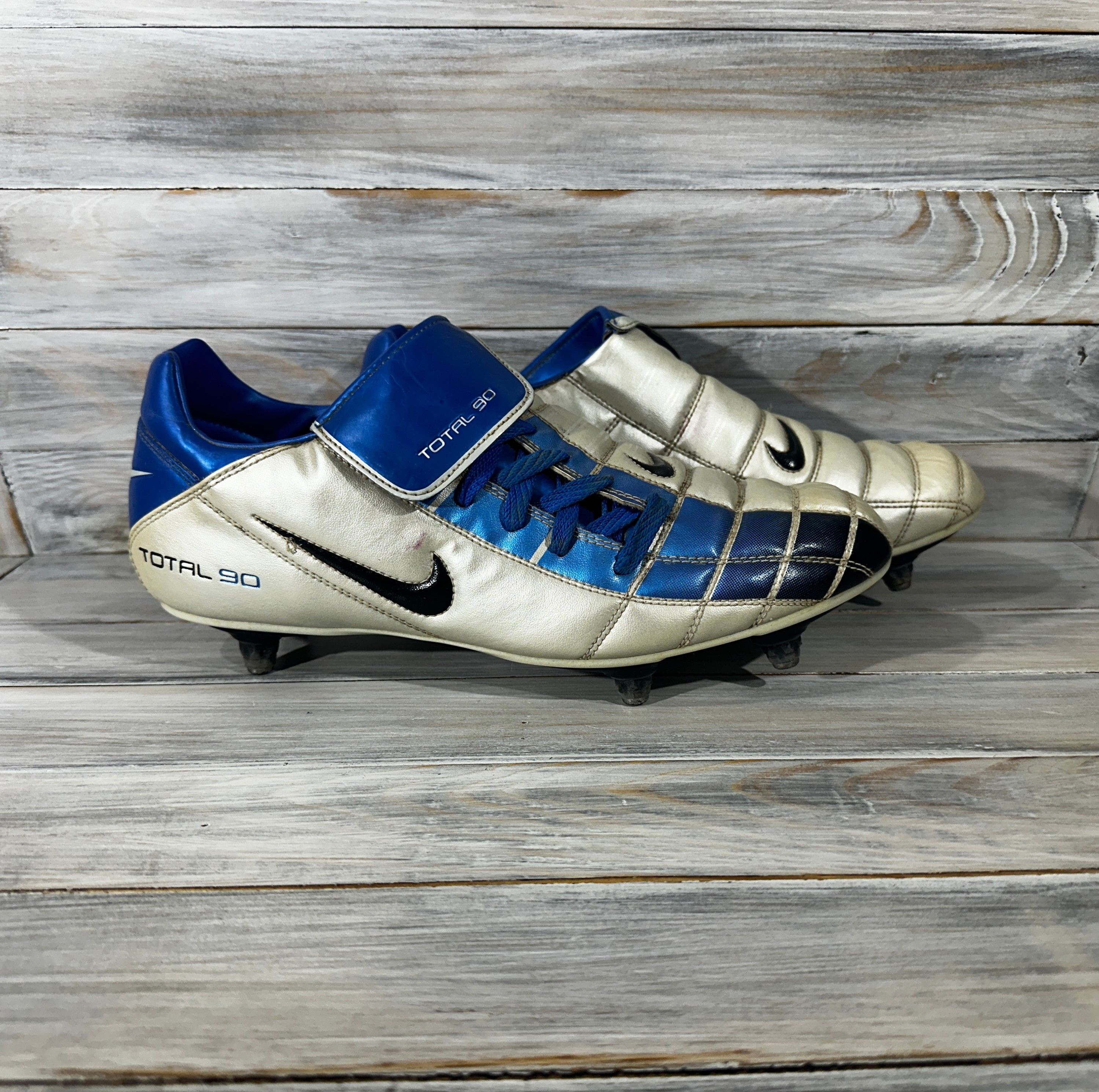 Nike × Vintage Vintage Nike Total 90 Men's Football Cleats Boots Silver Blu Size US 11 / EU 44 - 14 Thumbnail