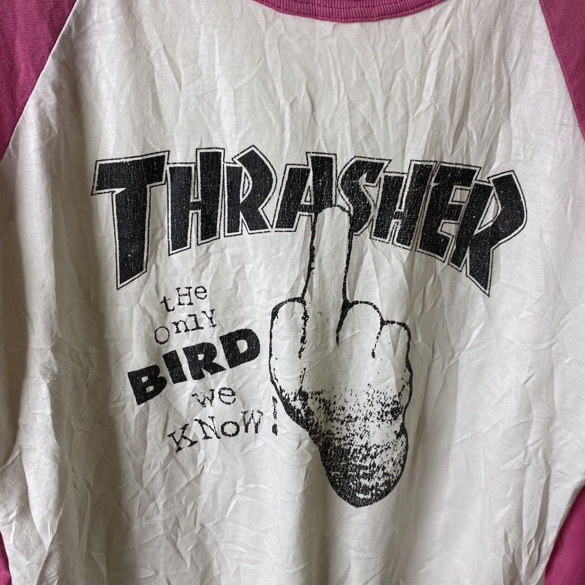 Thrasher 2000s Thrasher Skateboard The Bird We Only Know Raglan Tee Size US S / EU 44-46 / 1 - 2 Thumbnail
