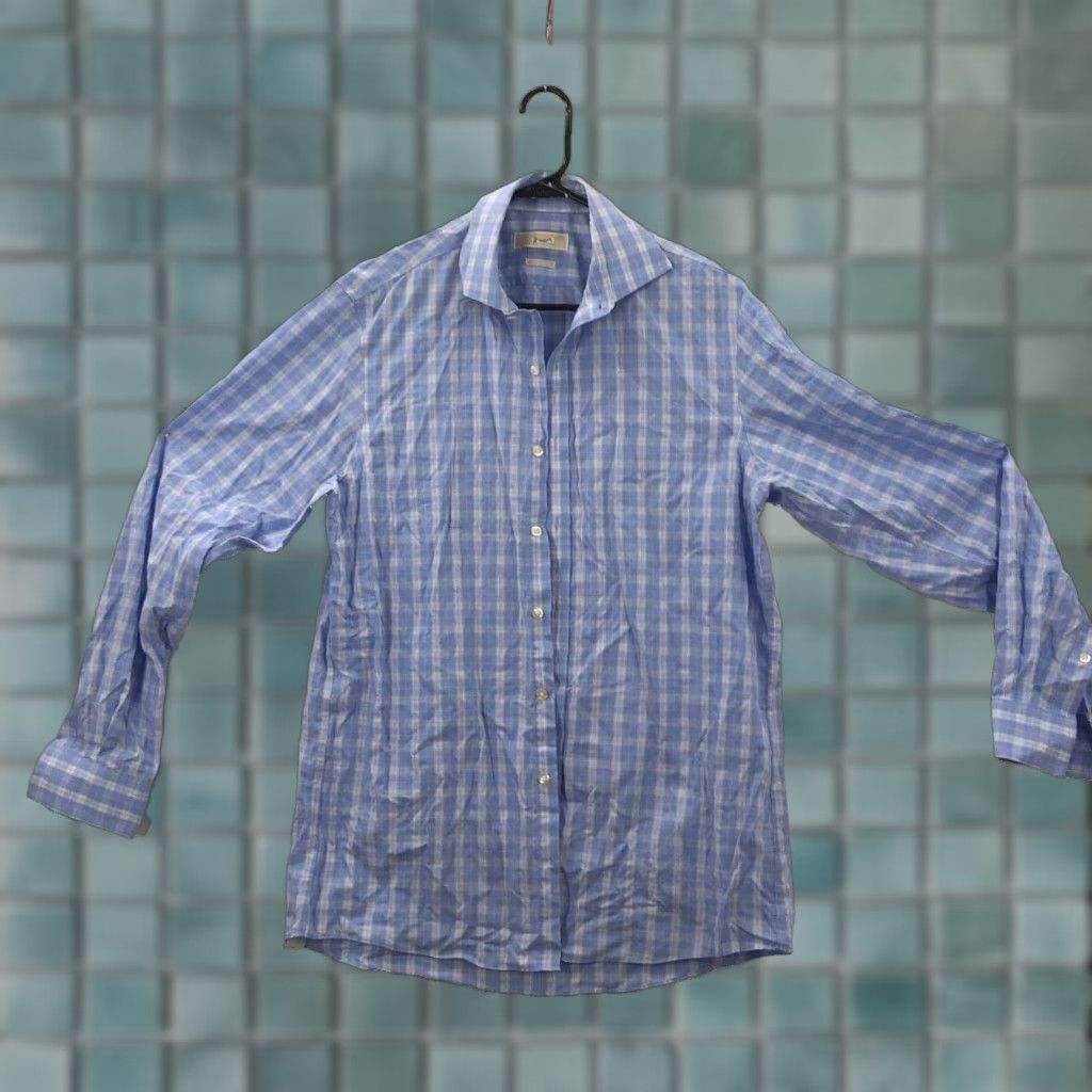 Michael Kors Michael Kors Mens Dress Shirt Blue Plaid Collared Long Sleeve Button Front 16.5 Regular Chest 41 in Cotton Blend Casual Mens Size US L / EU 52-54 / 3 - 1 Thumbnail