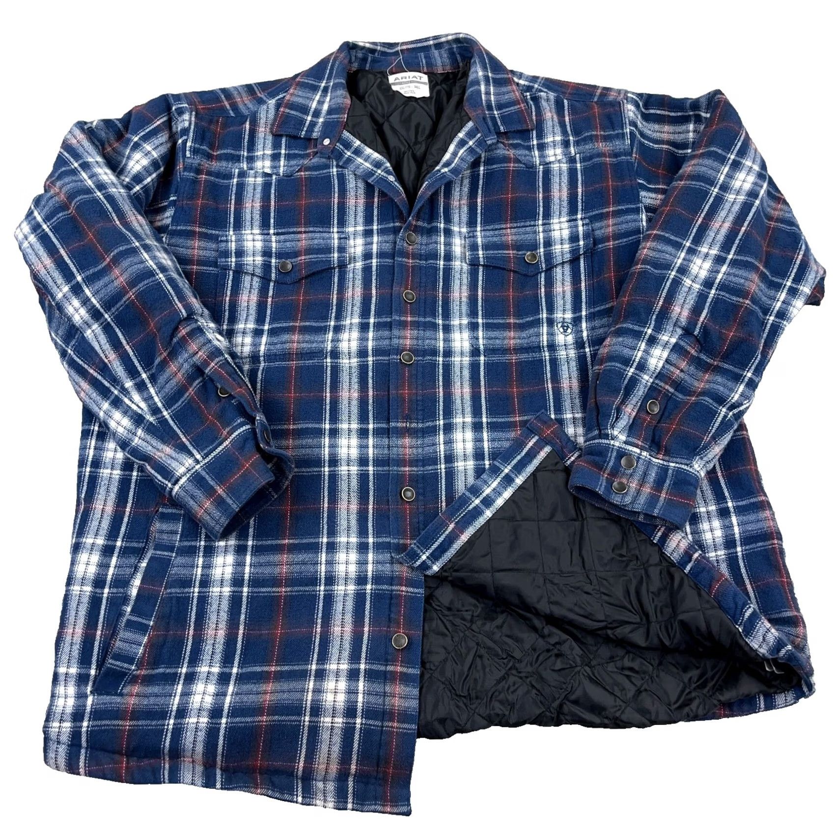 Ariat Ariat Shacket Men 2XL Tall Blue Plaid Flannel Shirt Jacket Blanket Lined 2XLT Size US XXL / EU 58 / 5 - 2 Thumbnail