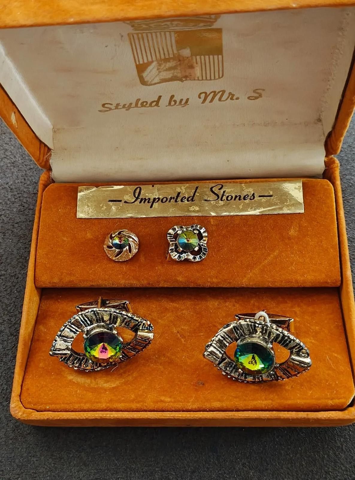 Other Mr. S Iridescent Rivoli Rhinestone cufflink tie stud set Size ONE SIZE - 4 Thumbnail