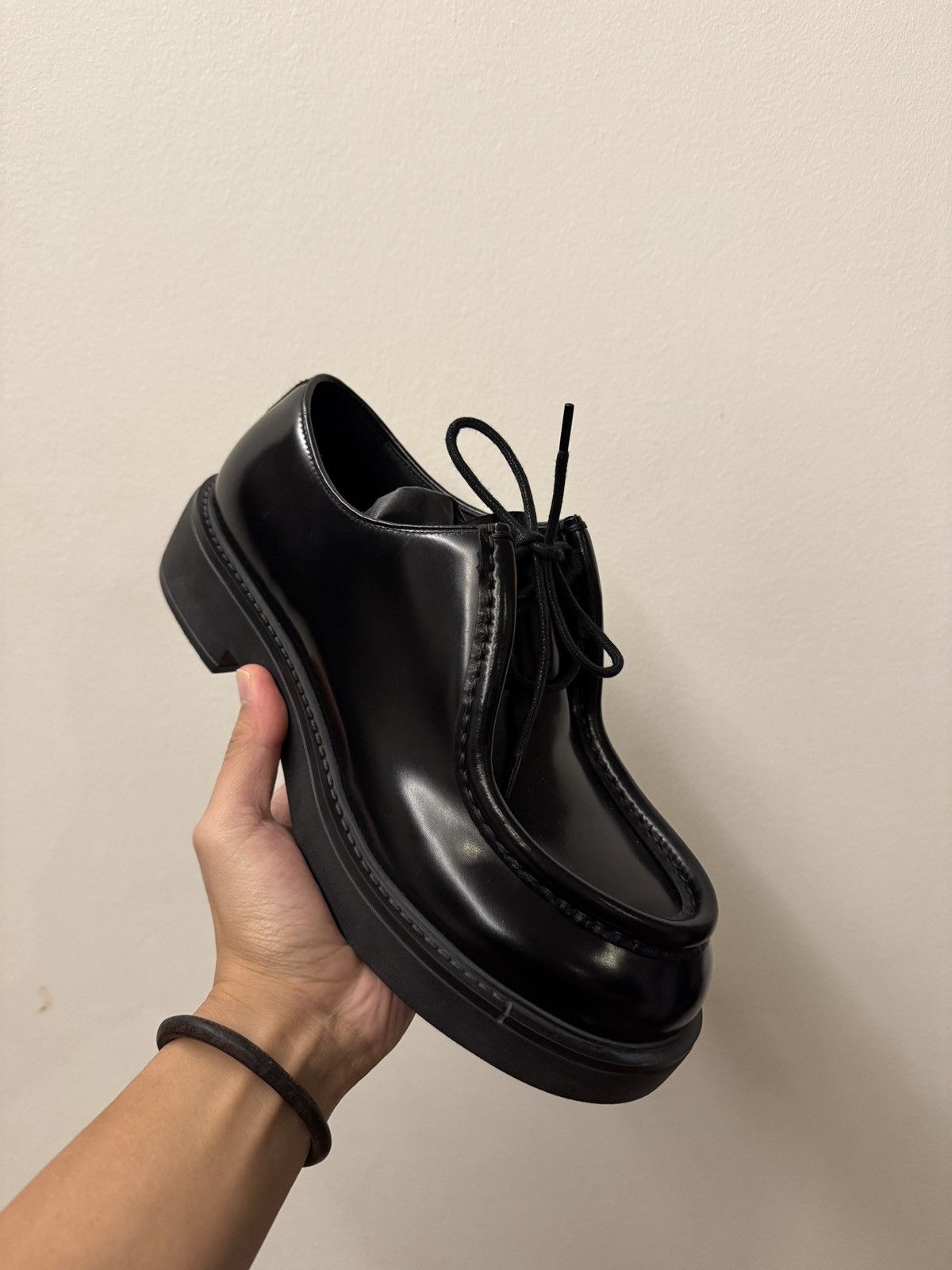 Prada × Raf Simons Prada Diapason Brushed Leather Lace-up