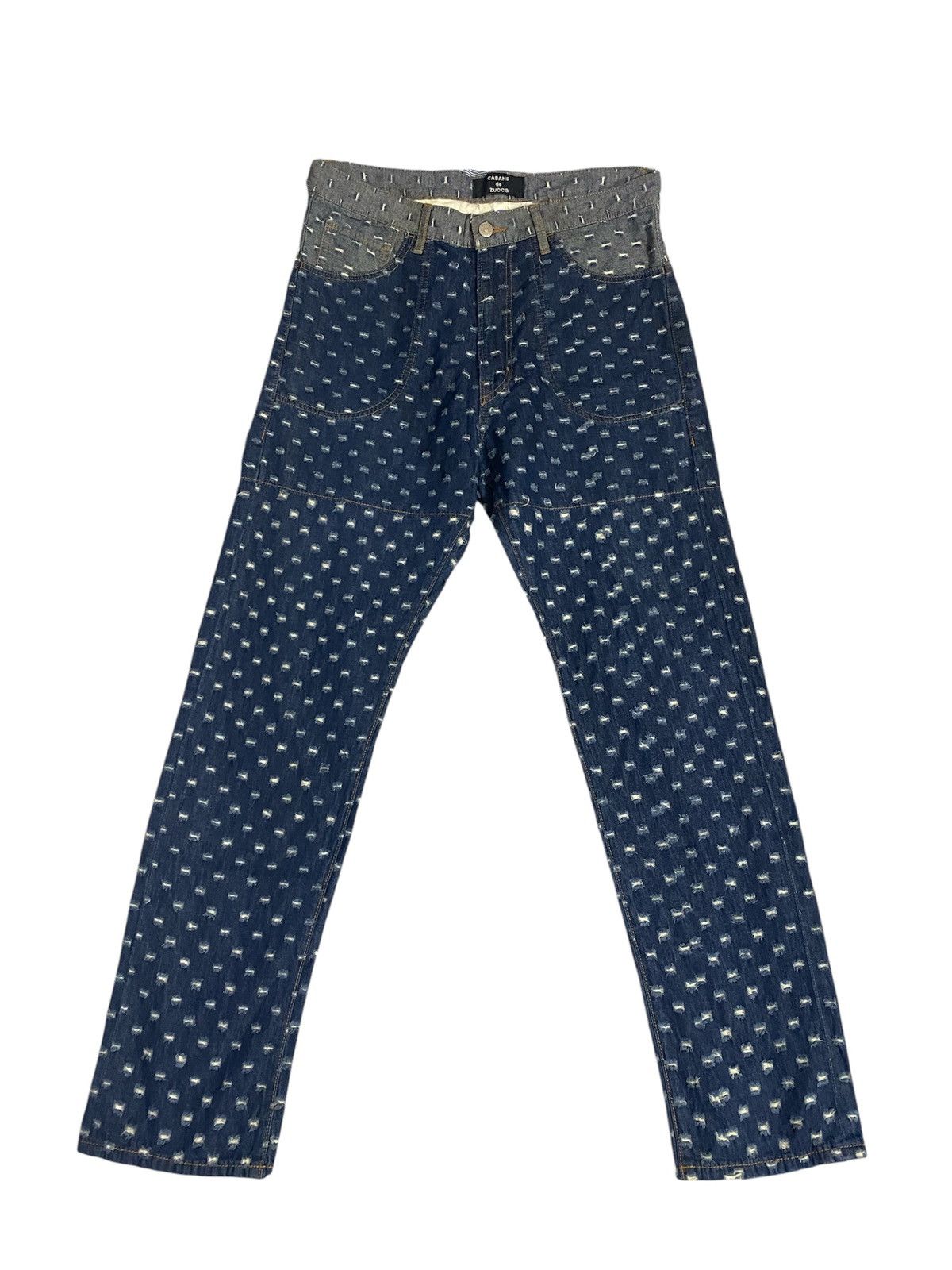 Cabane de Zucca Distressed Patchwork Denim Jeans
