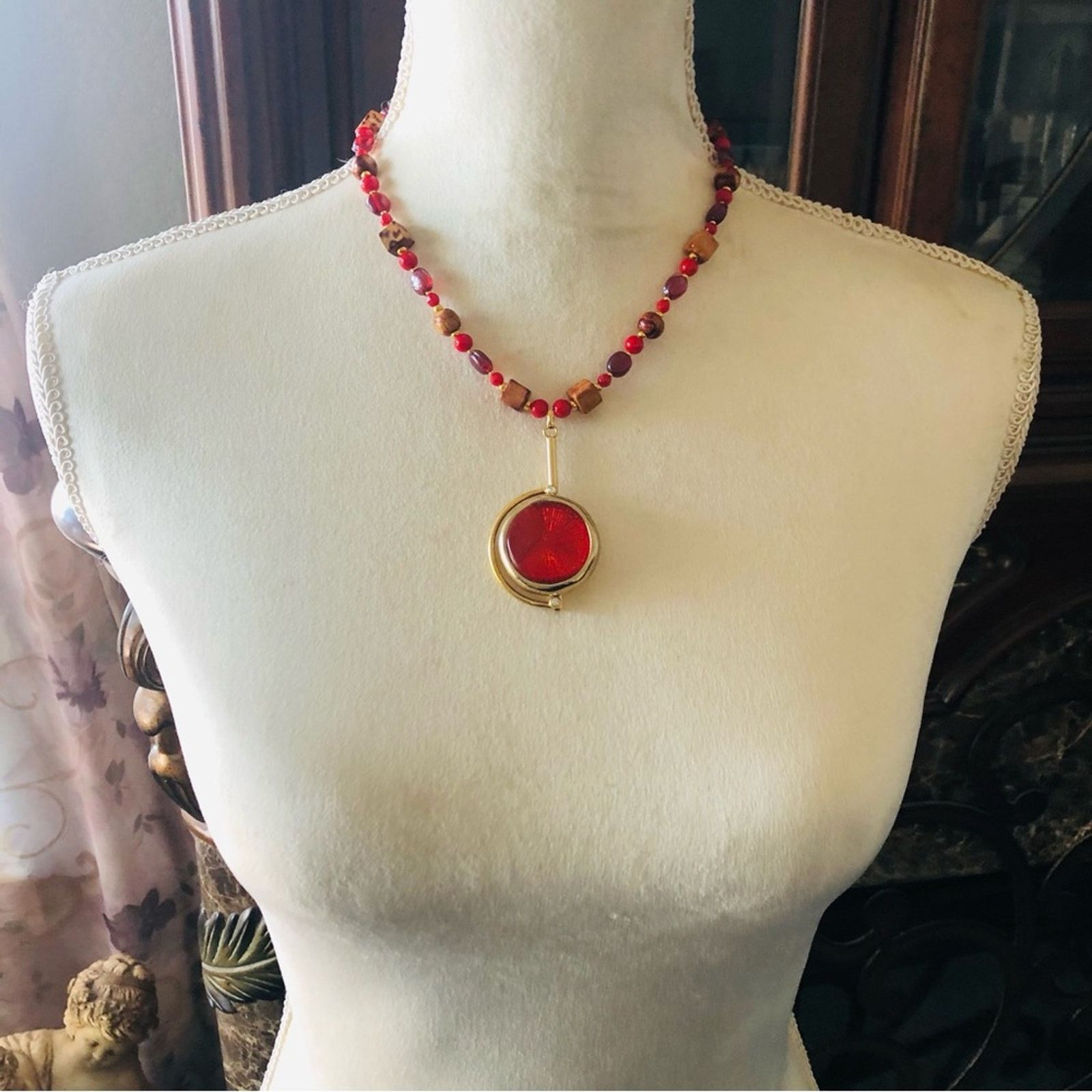 Handmade Handcrafted repurpose mixed bead crackle Pearl necklace Size ONE SIZE - 5 Thumbnail