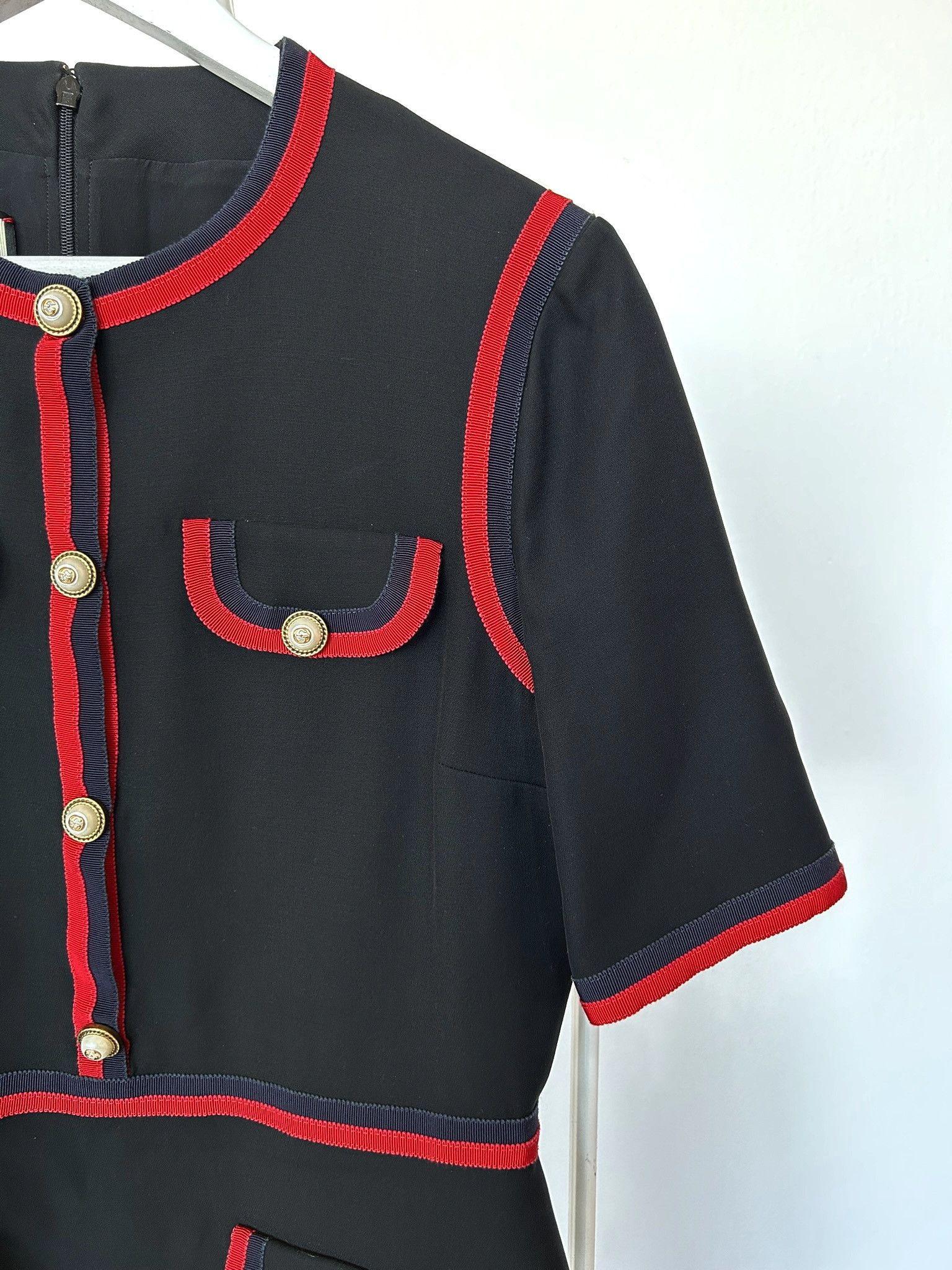 Gucci 2017 Gucci ribbon trim short sleeve wool and silk mini dress Size M / US 6-8 / IT 42-44 - 5 Thumbnail