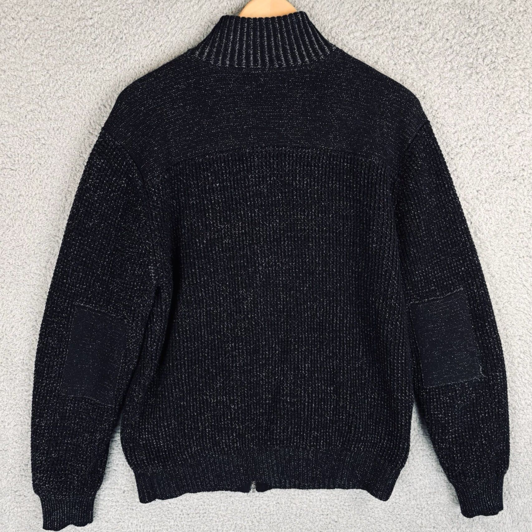 Vintage 32 Bar Blues Sweater Jacket Mens M Full Zip Long Sleeve Pocket Black Distressed Cardigan Knitted Heavyweight Zipper VINTAGE: No Size US M / EU 48-50 / 2 - 5 Thumbnail
