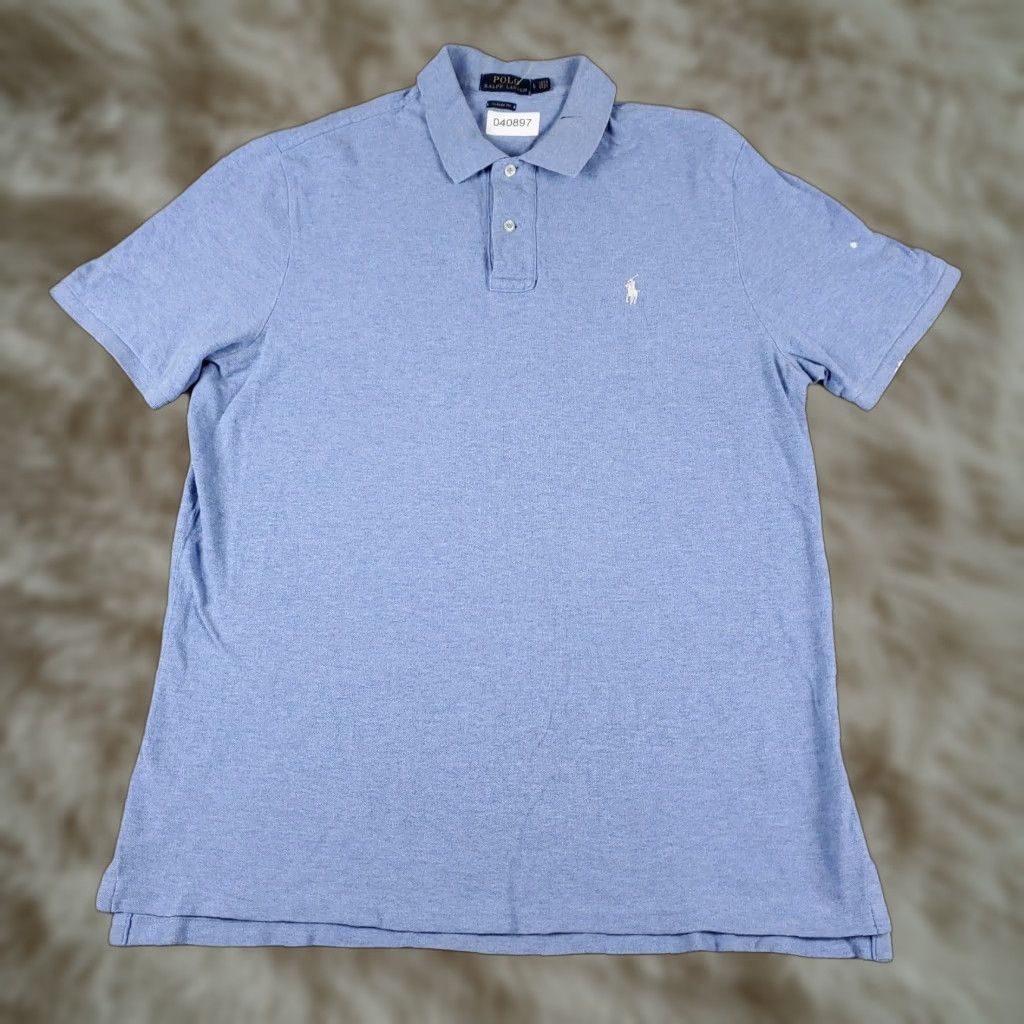Ralph Lauren VINTAGE Ralph Lauren Polo Shirt Mens Large Blue Cotton Casual Short Sleeve, Preppy, Classic, All Seasons, Golf, Travel, Mens Size US L / EU 52-54 / 3 - 1 Thumbnail