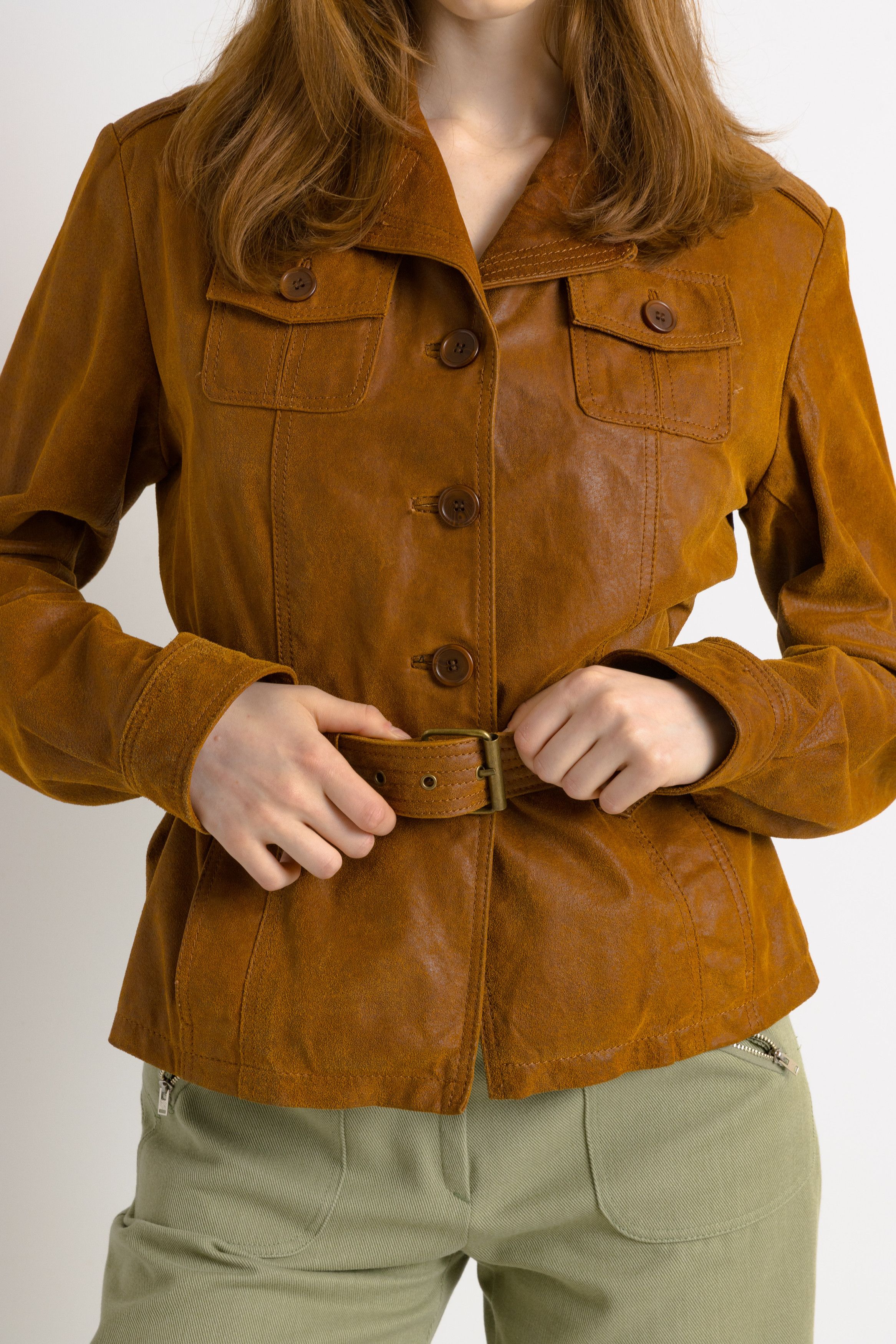 Other 80s Grunge Jacket Camel Leather Jacket Size 38 7498 Size M / US 6-8 / IT 42-44 - 6 Thumbnail