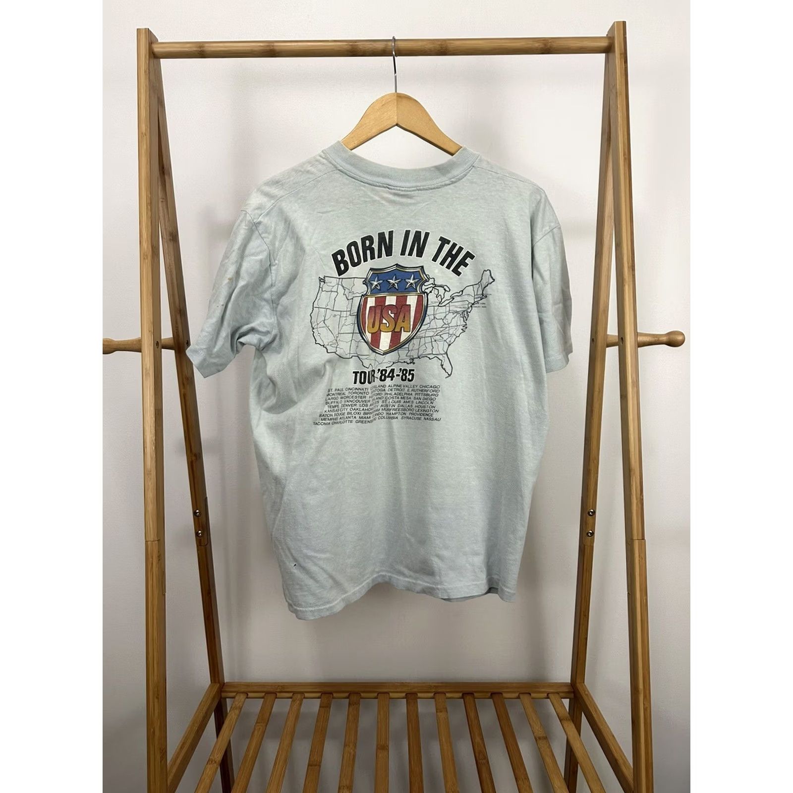 Vintage VTG 80s Bruce Springsteen & The E Street Band Born In The USA Tour T-Shirt XL Blue Mens Shirt Concert Tour Band Tees 80s Mens Size US XL / EU 56 / 4 - 2 Thumbnail