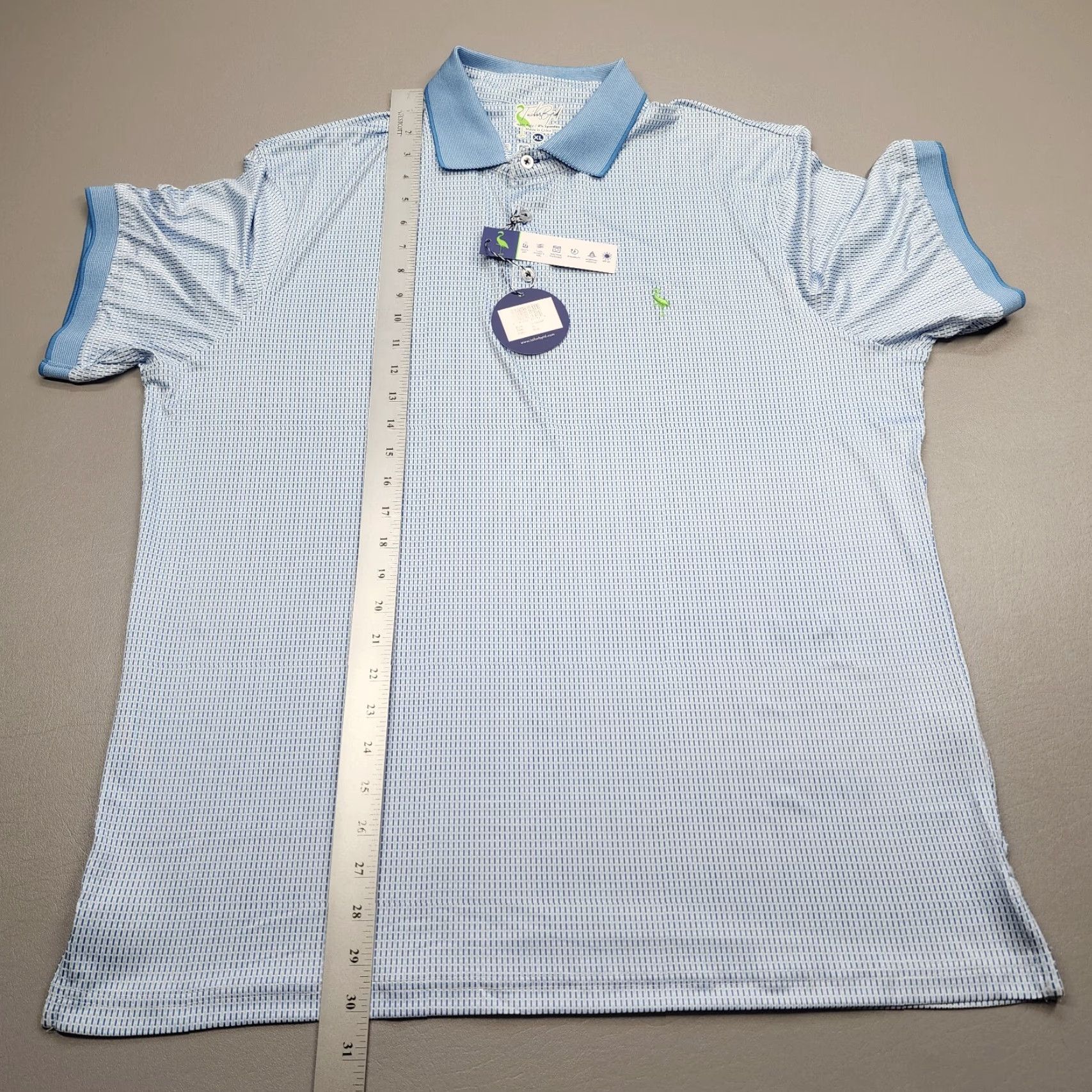 Tailorbyrd TAILORBYRD Golf Polo Blue Dashes Ribbed Collar Performance S/S Shirt Men XL Camouflage Pattern Short Sleeve Size US XL / EU 56 / 4 - 7 Thumbnail