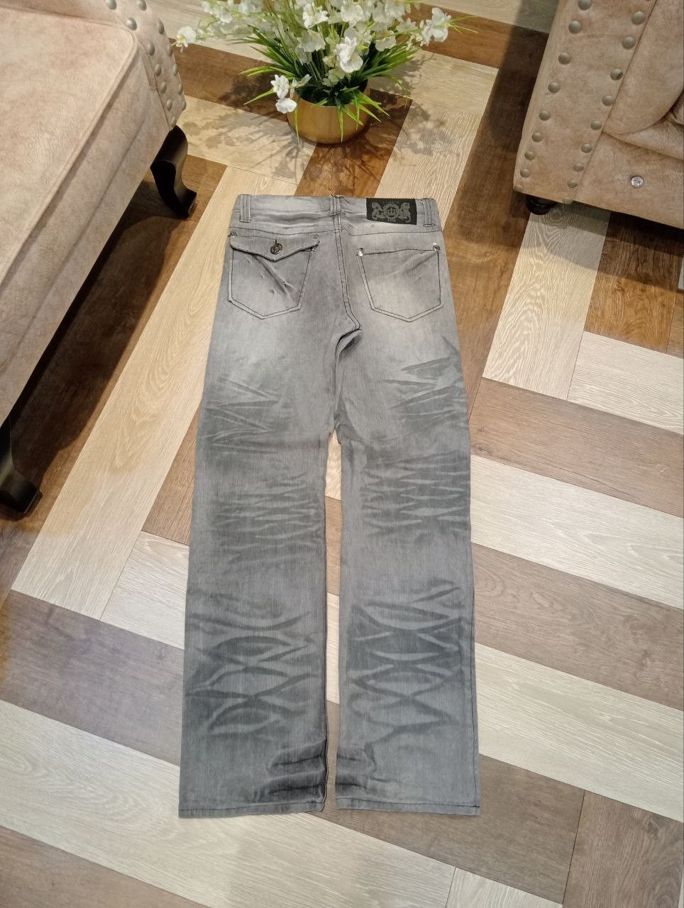 LOWBOX JAPANESE LOWBOX DISTRESSED CHARCOAL GRAY DENIM PANTS Size US 32 / EU 48 - 8 Thumbnail