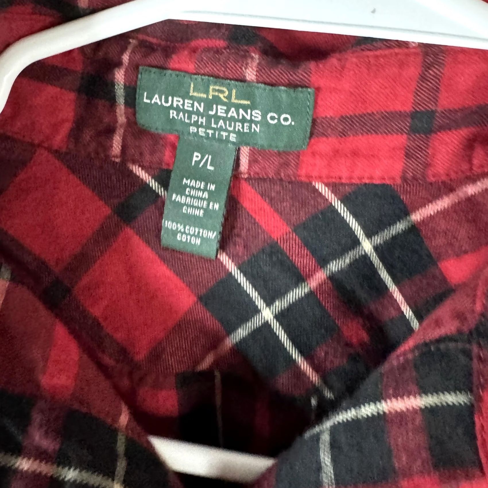 Ralph Lauren Lauren Ralph Lauren Shirt Womens Petite Large Red Plaid Flannel Button Front Tailored Collar Sleeves Long Casual Mens Womens No Size S / US 4 / IT 40 - 7 Thumbnail