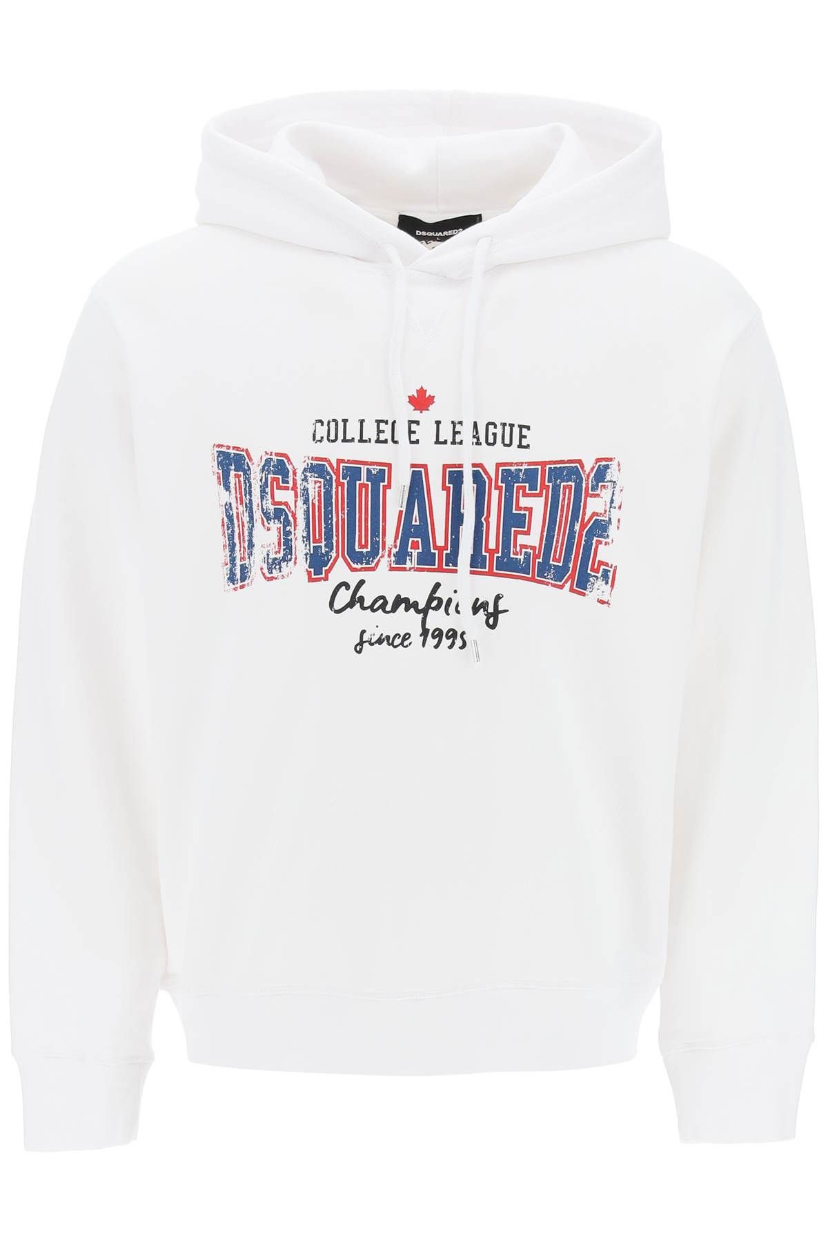 image of Dsquared2 Cool Fit Printed Hoodie in White, Men's (Size Large)