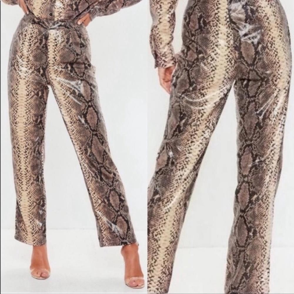 Designer Missguided l NWT High Waist Snakeskin Trouser Size 4P Size 27" / US 4 / IT 40 - 11 Thumbnail