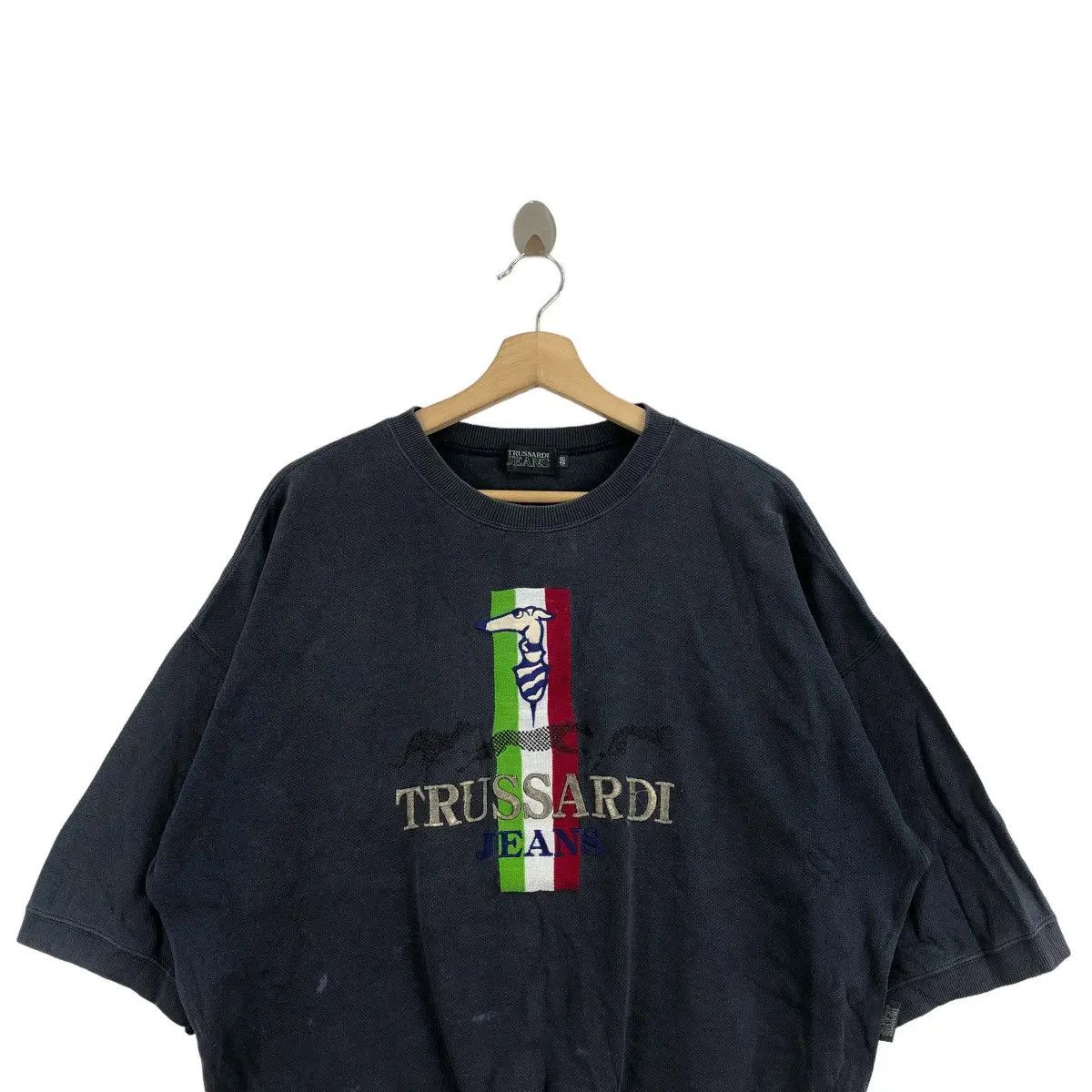 Trussardi Vtg TRUSSARDI JEANS MILAN DANTE Embroidery Sweatshirt Size XXL / US 16-18 / IT 52-54 - 3 Thumbnail
