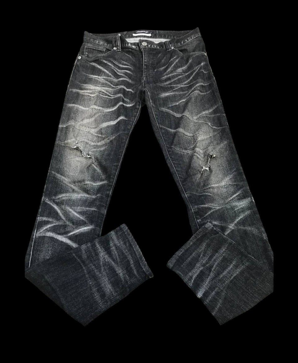 Tornado Mart × semanticdesign Semantic JAPAN Herringbone Black wash Distressed jean Slim Size US 29 - 9 Thumbnail