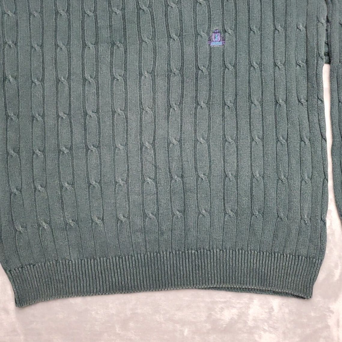 Izod VTG Izod Sweater Men L Green Cable-Knit Long Sleeve Fisherman Pullover 90s Y2K Knit Crew Neck Size US L / EU 52-54 / 3 - 2 Thumbnail