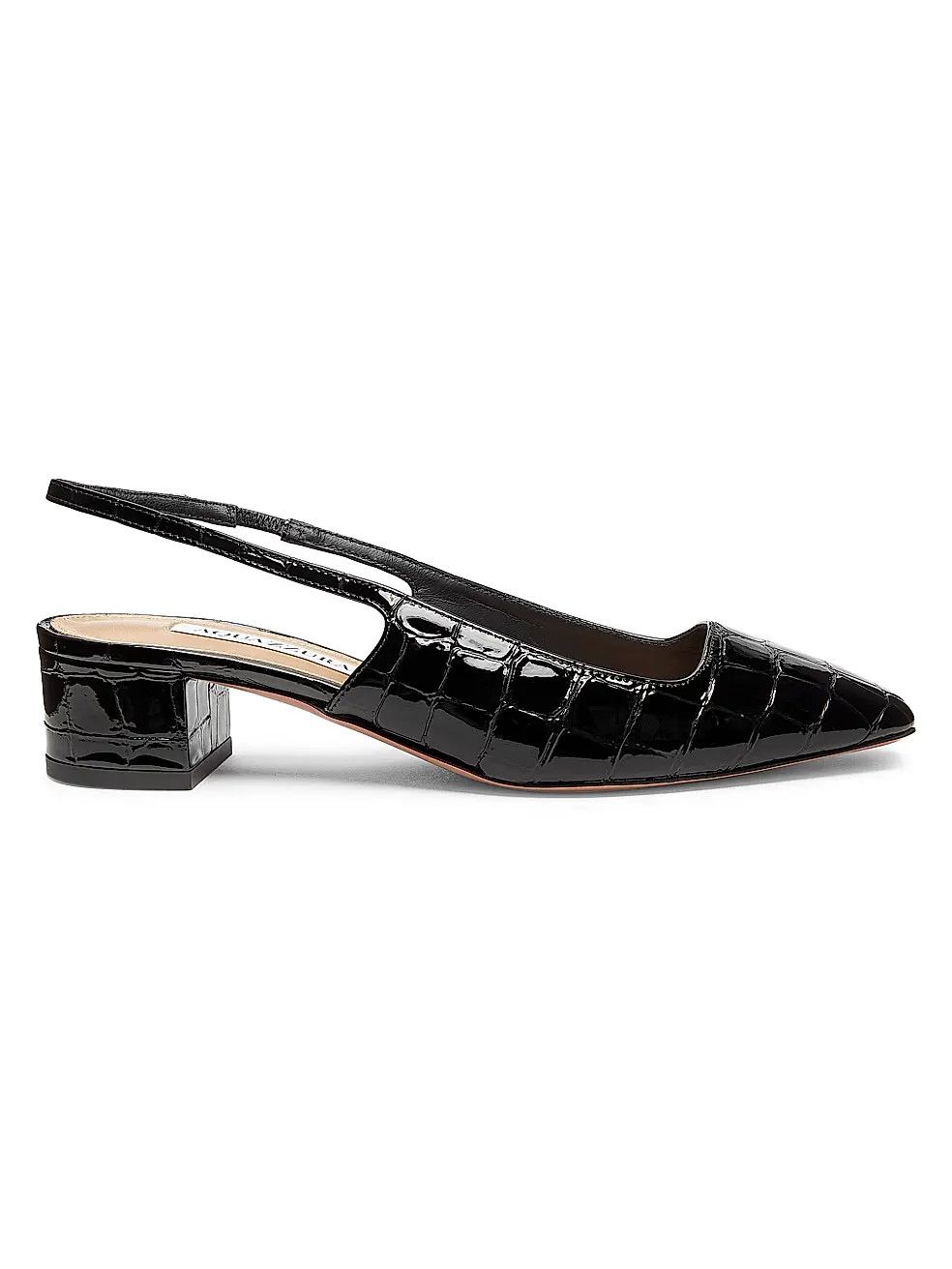 Aquazzura os11x1225 Ginza 35MM Crocodile-Embossed Slingback Pumps Size US 7 / IT 37 - 1 Thumbnail
