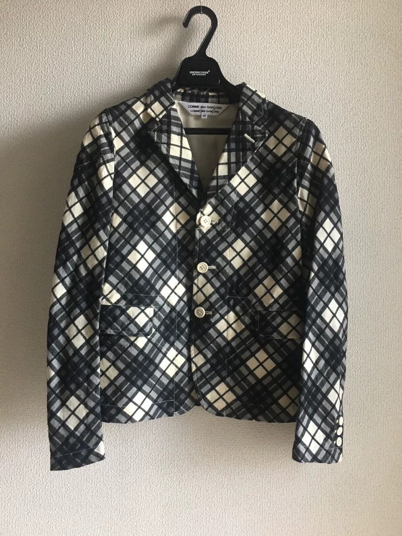 Comme des Garcons Comme Des Garcons Retro checked cream wool blazer Size XS / US 0-2 / IT 36-38 - 1 Thumbnail