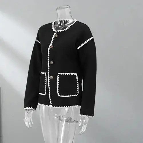 Japanese Brand × Vintage Chic Pocket Patchwork Knitting Crop Jackets Size ONE SIZE - 4 Thumbnail