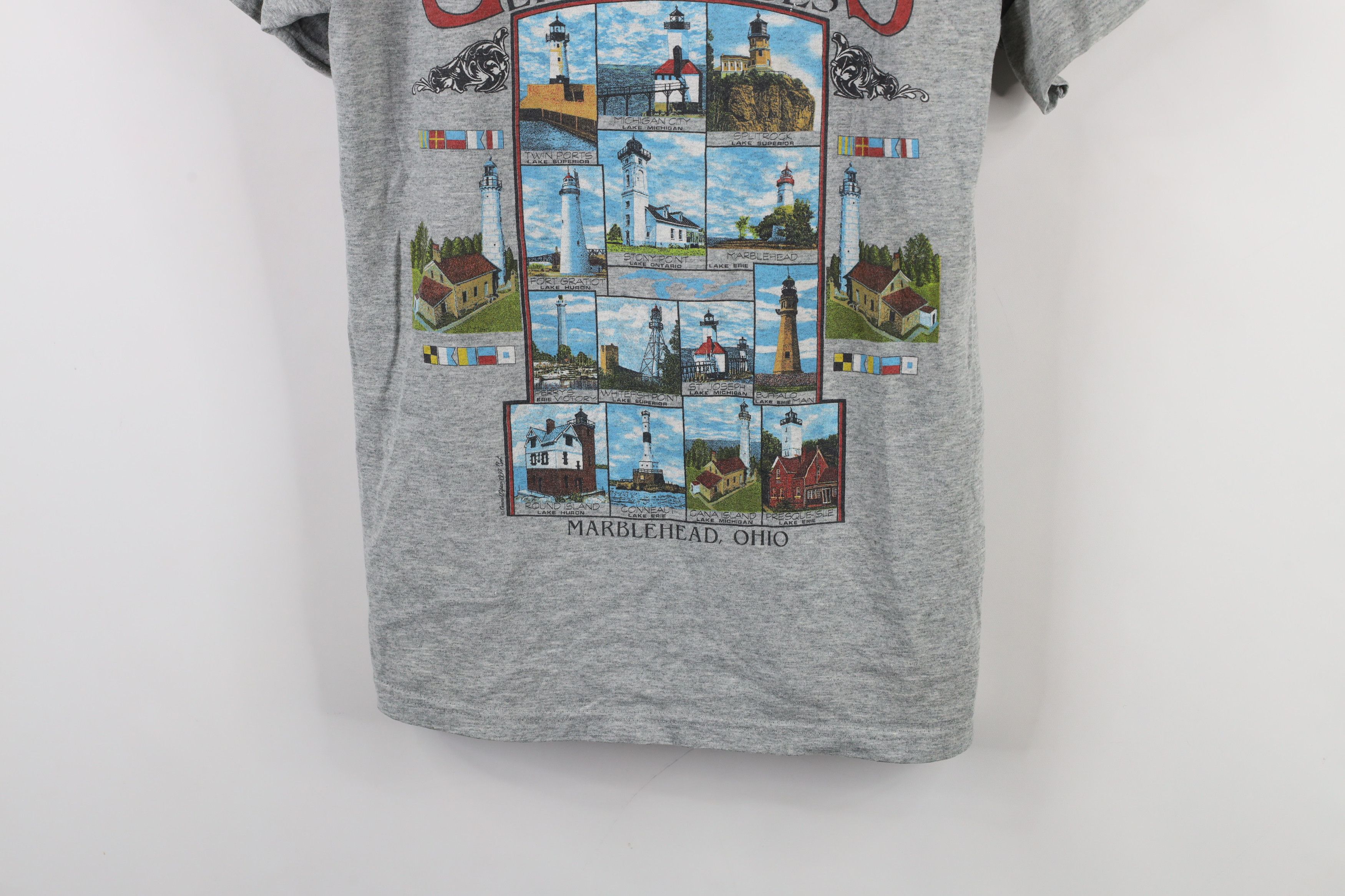Vintage Vintage 90s Great Lakes Lighthouses Marblehead Ohio T-Shirt Size US M / EU 48-50 / 2 - 3 Thumbnail