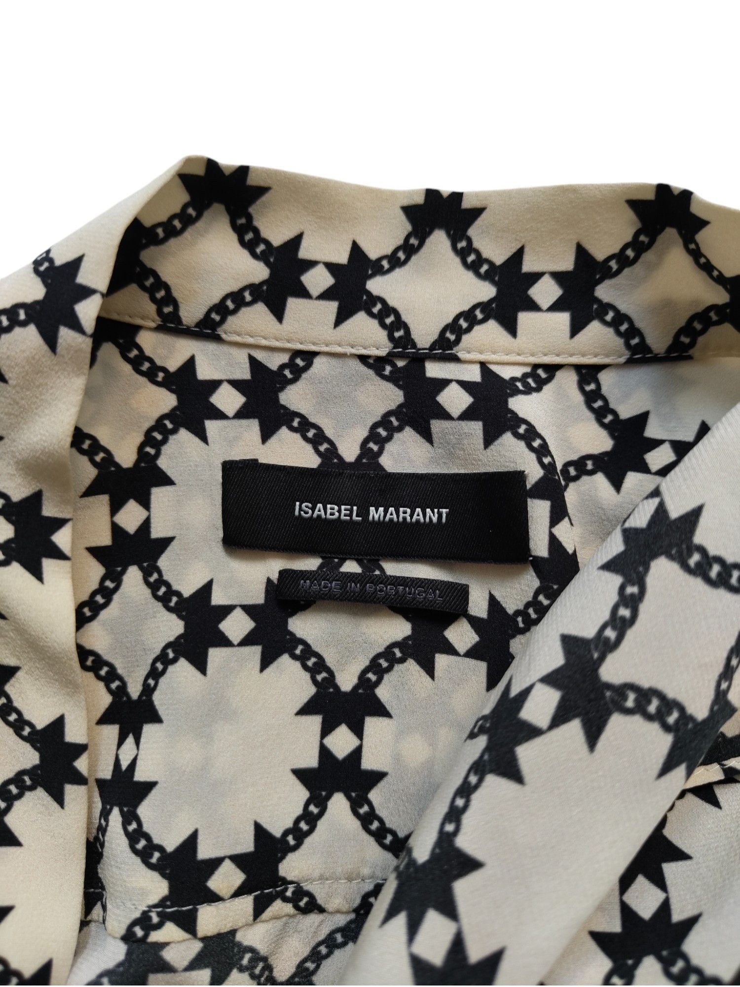 Isabel Marant Beige Overall Printed Silk Shirt Size XS / US 0-2 / IT 36-38 - 6 Thumbnail