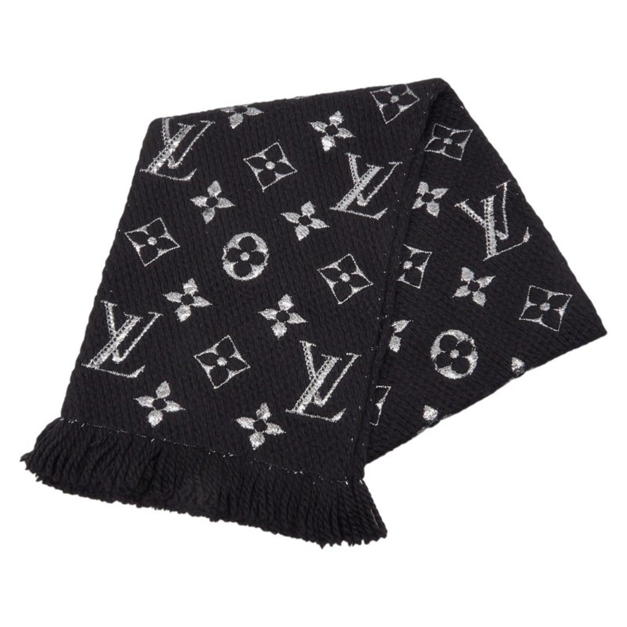 Louis Vuitton Louis Vuitton Echarpe Logomania Shine Scarf M75833 Noir Black Wool and Silk Women's LOUIS VUITTON Size ONE SIZE - 1 Thumbnail