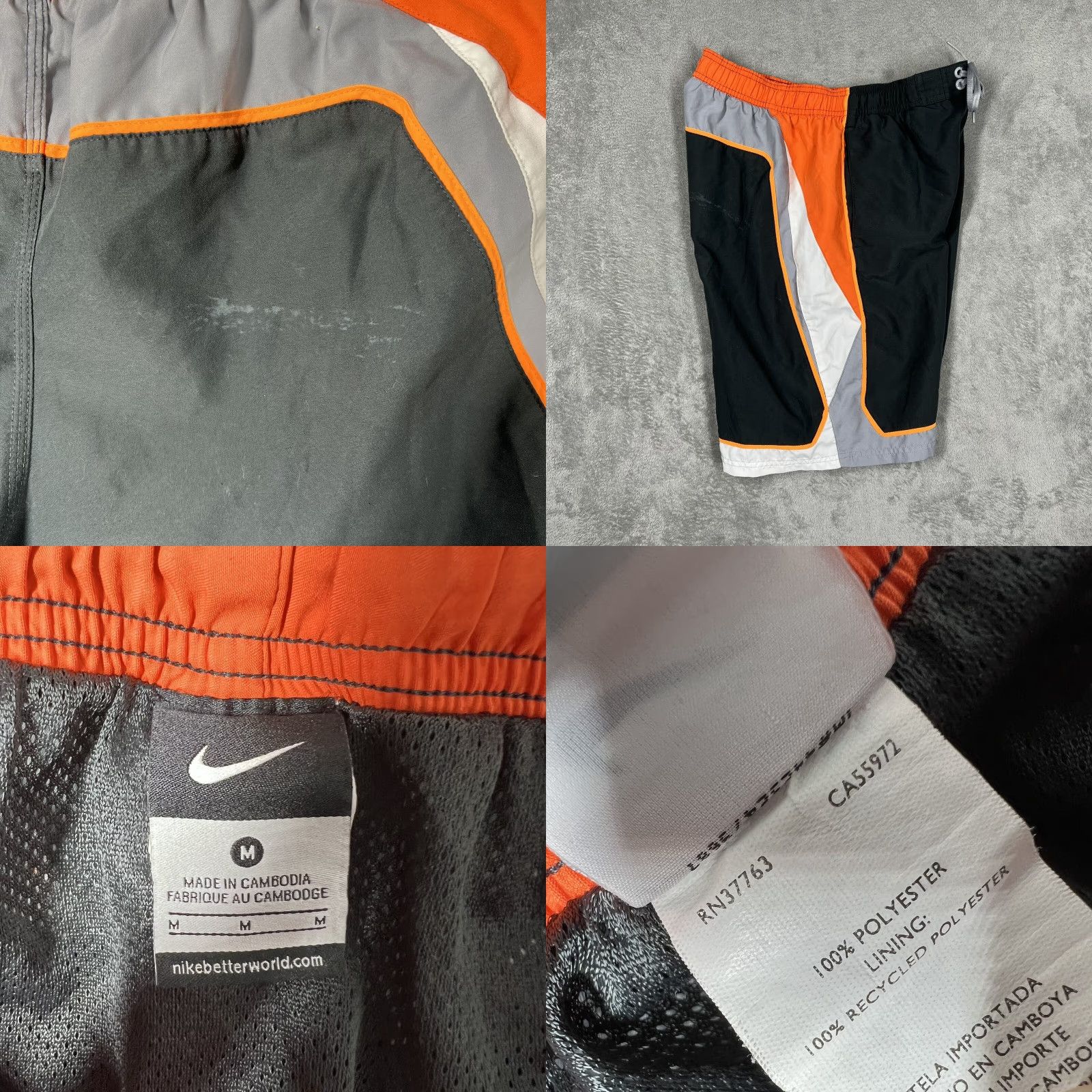 Nike Nike Mens Swim Trunks Regular Size M Gray Orange Beach Beach Surf Shorts 100% Polyester Size US 31 - 8 Thumbnail