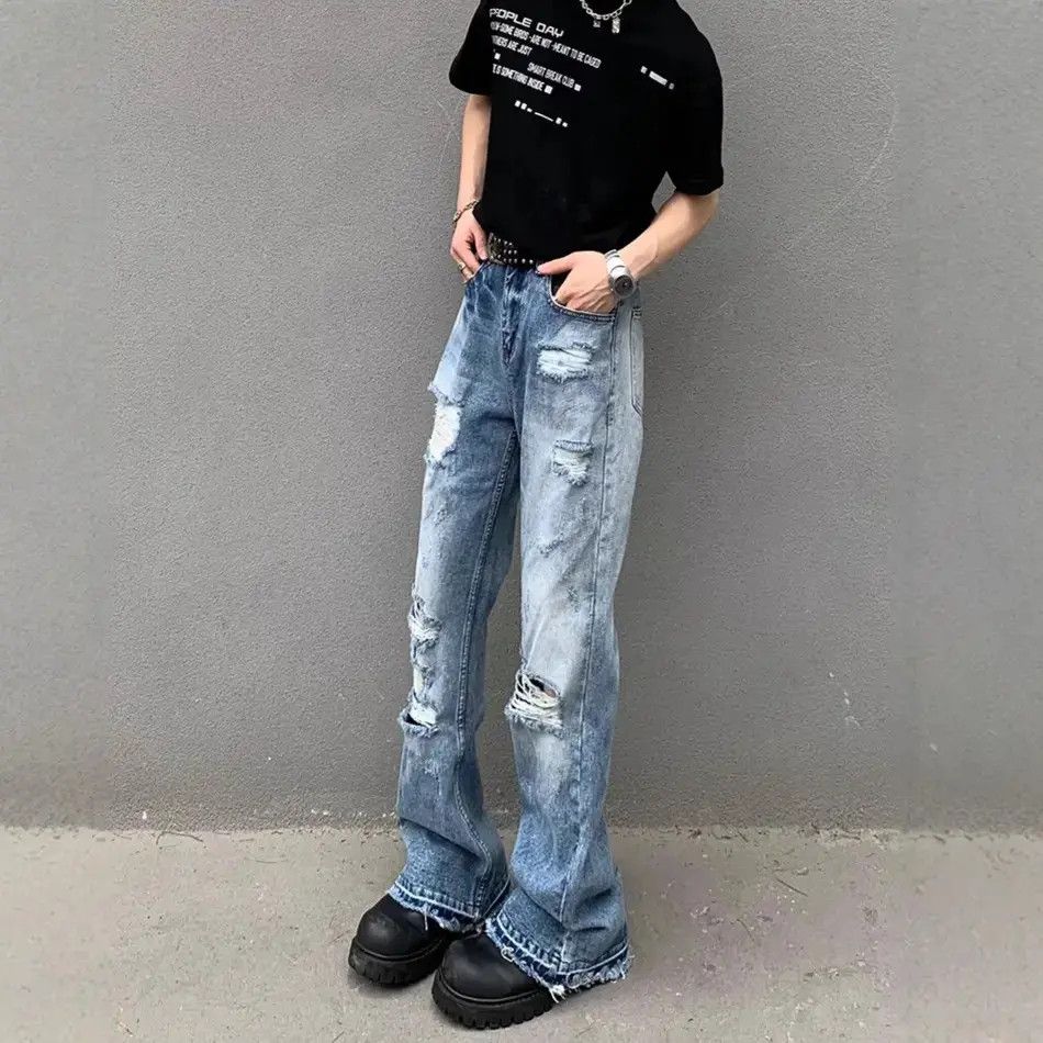 Japanese Brand Retro loose hip-hop ripped jeans Size US 30 / EU 46 - 3 Thumbnail