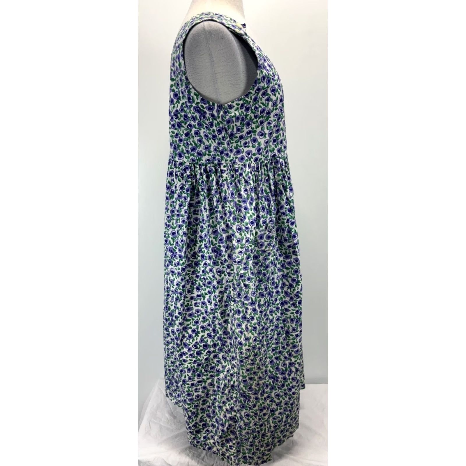 Vintage VINTAGE Bryn Connelly Midi Floral Jumper Dress Women’s M Purple Modest Teacher 90s Size M / US 6-8 / IT 42-44 - 4 Thumbnail