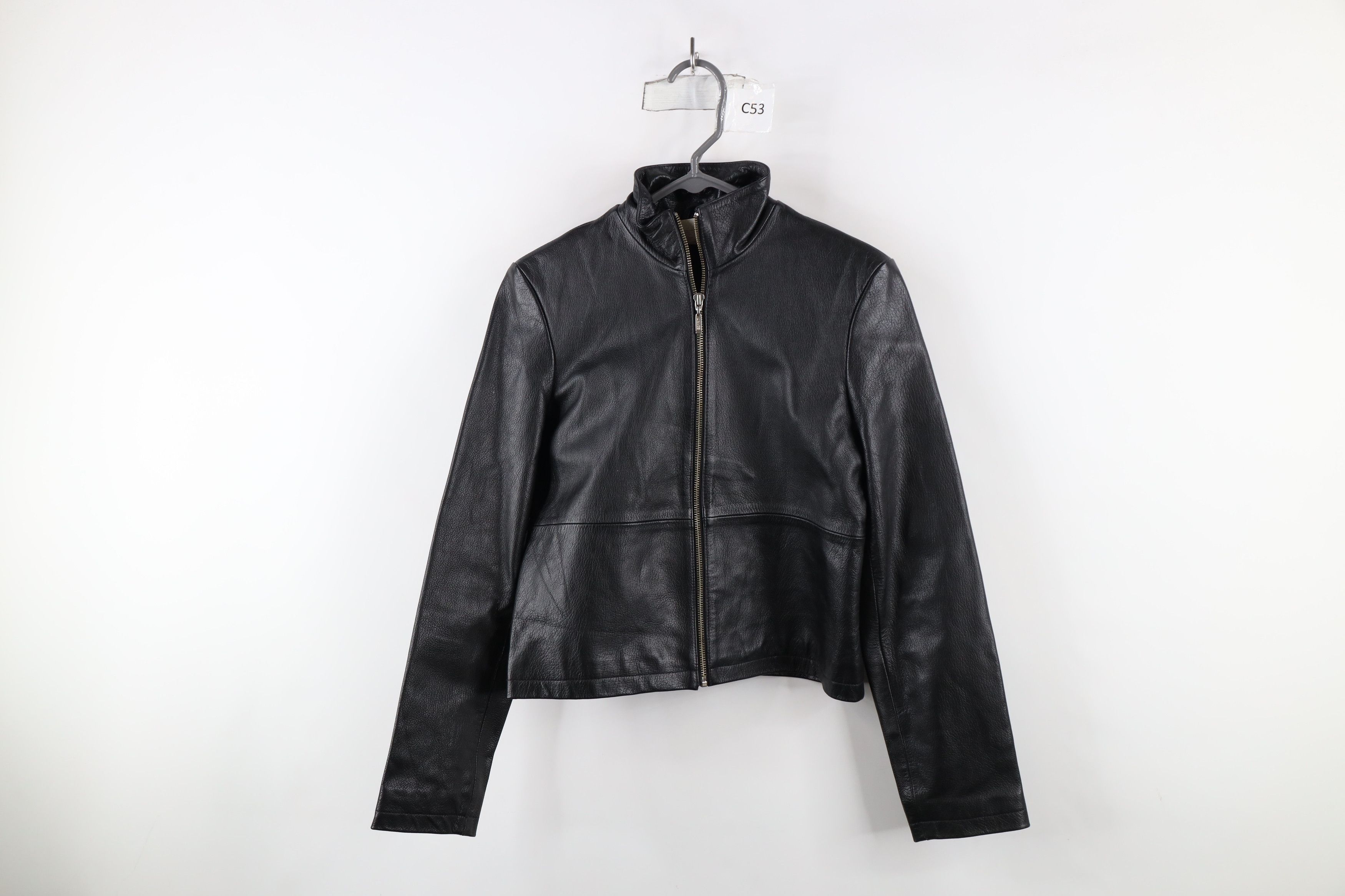 Esprit × Vintage Vintage 90s Esprit Cropped Leather Cafe Racer Bomber Jacket Size XS / US 0-2 / IT 36-38 - 1 Thumbnail