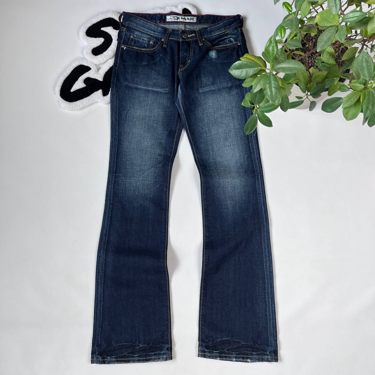 Japanese Brand × Vintage Flared Bootcut Jeans Big Logo Y2K Size 27 Size 29" - 5 Thumbnail